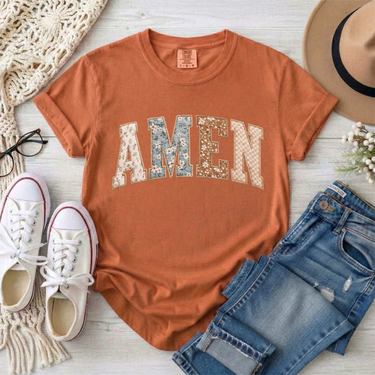 Amen Faux Patchwork T-Shirt