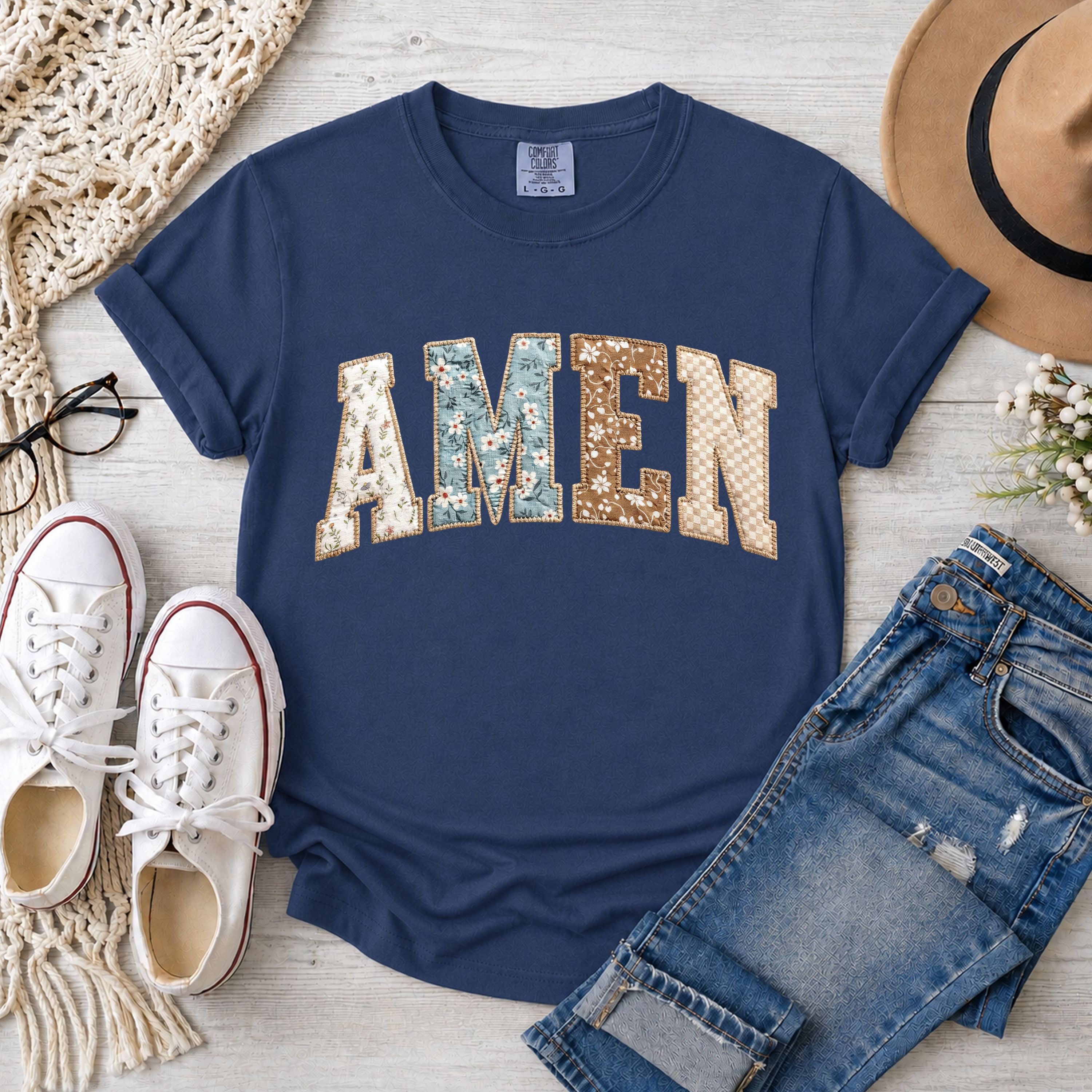 Amen Faux Patchwork T-Shirt