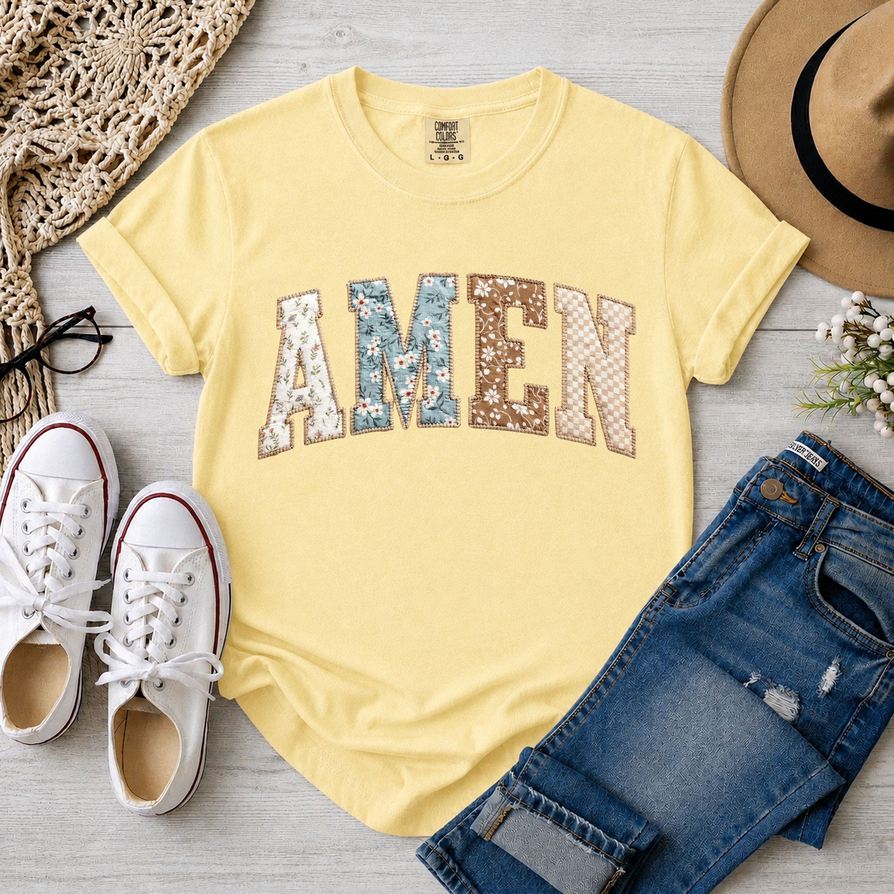 Amen Faux Patchwork T-Shirt