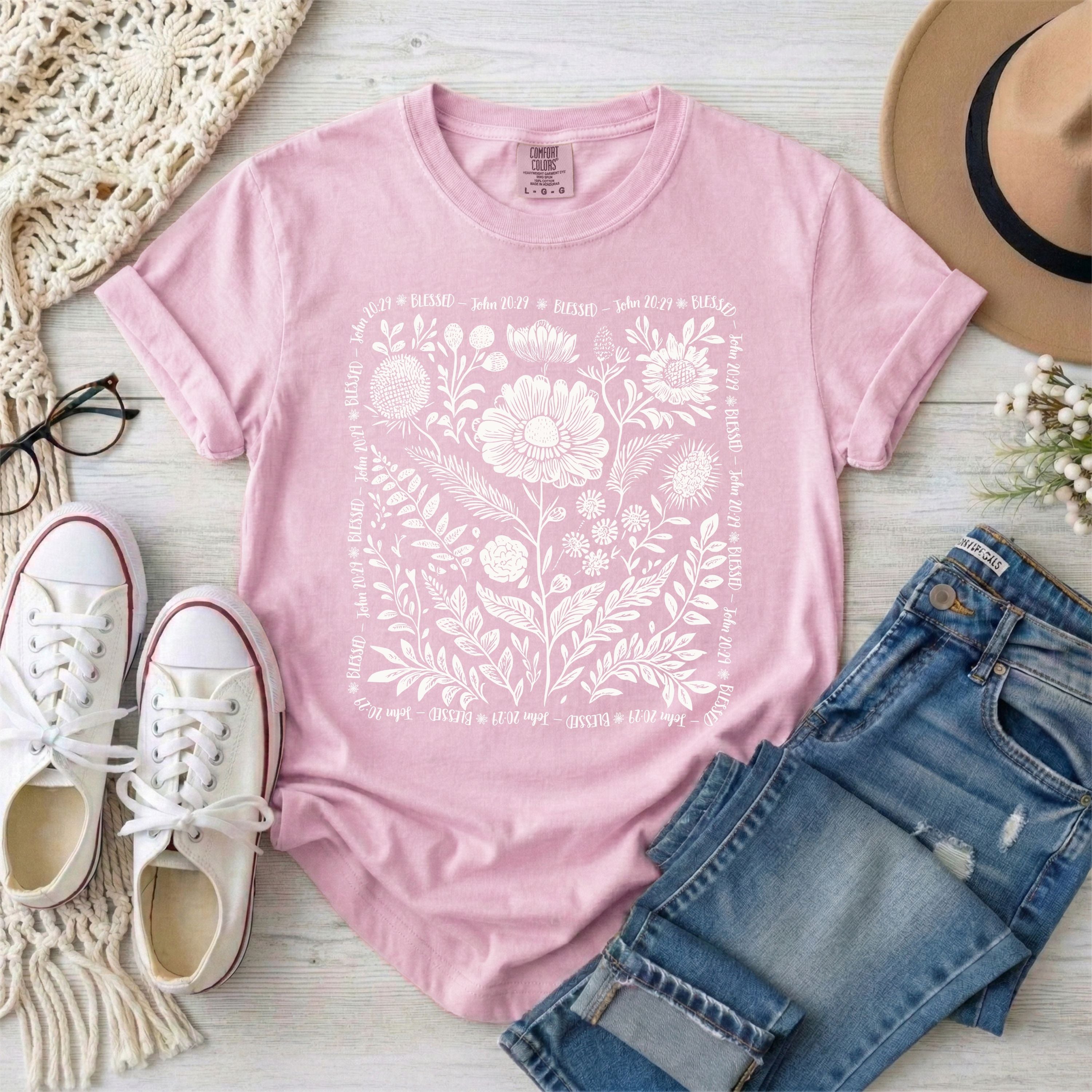 Blessed - John 20:29 Wildflowers T-Shirt