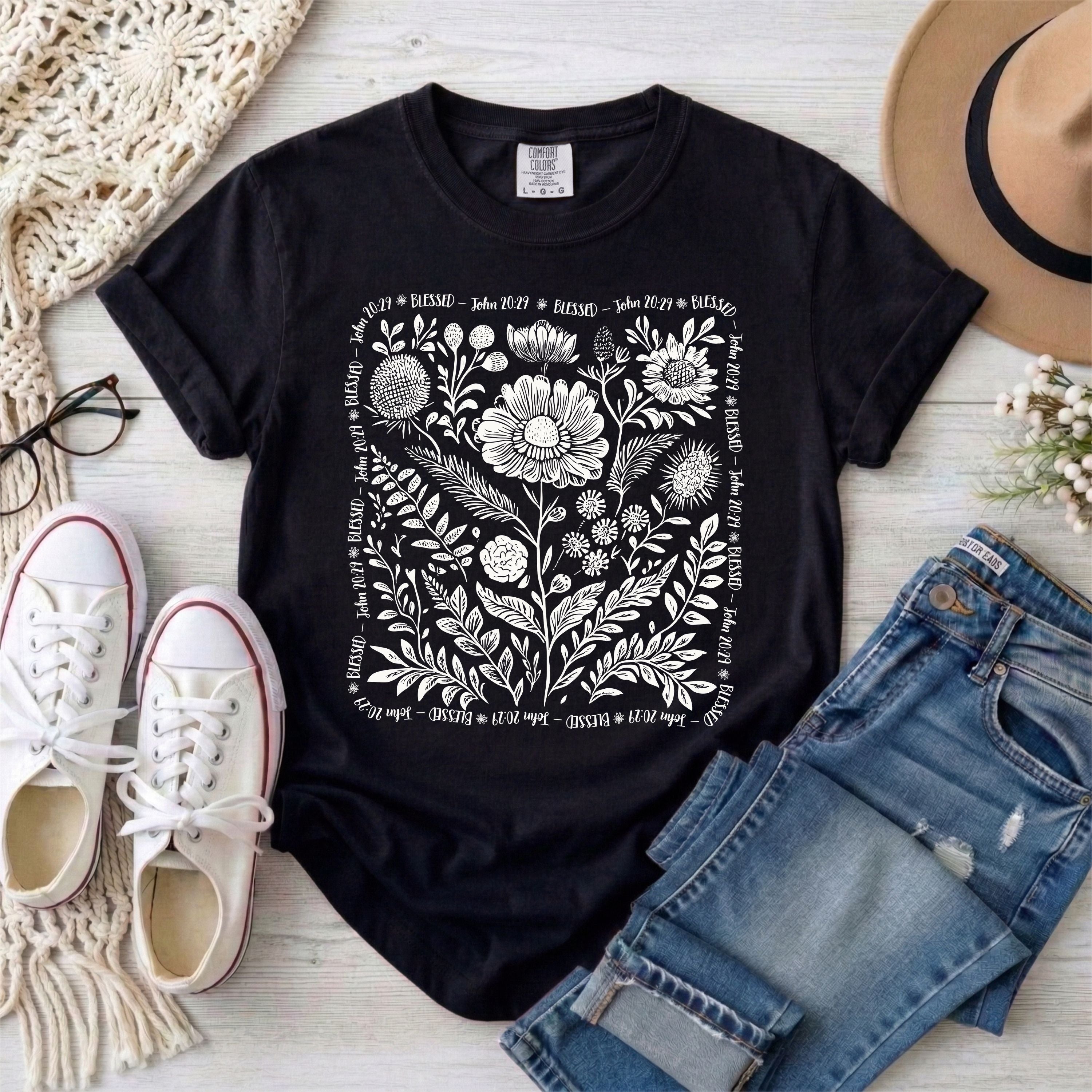 Blessed - John 20:29 Wildflowers T-Shirt