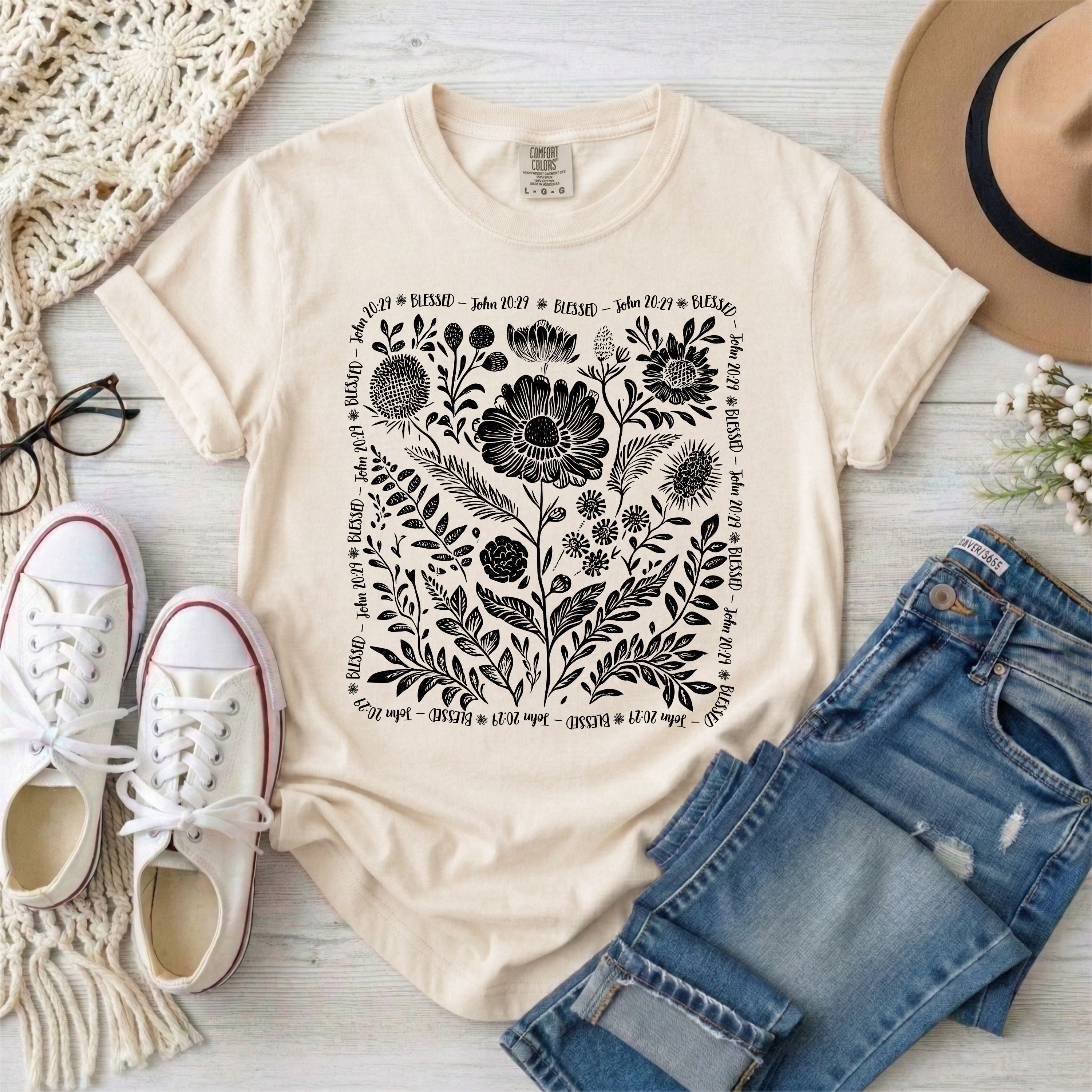 Blessed - John 20:29 Wildflowers T-Shirt