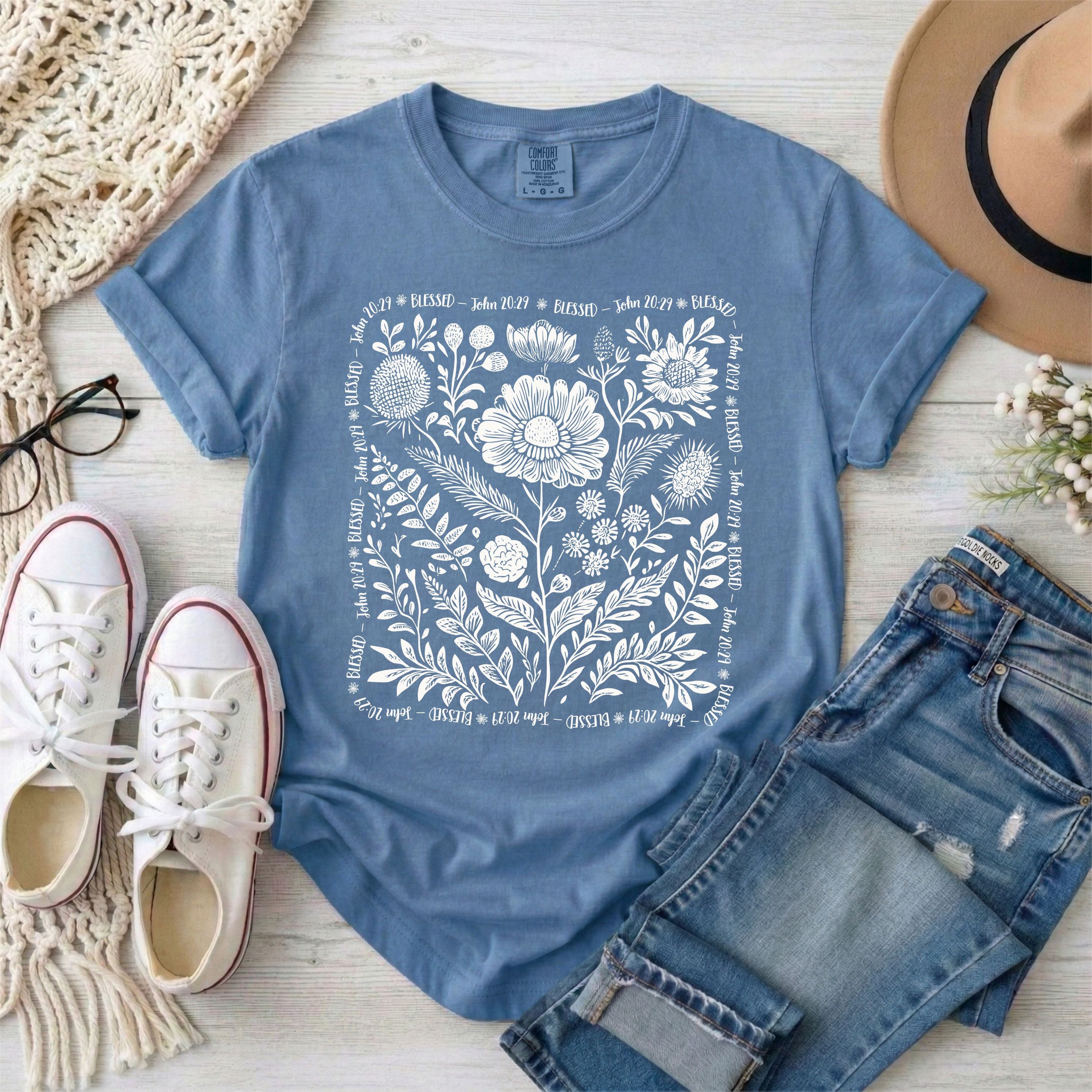 Blessed - John 20:29 Wildflowers T-Shirt