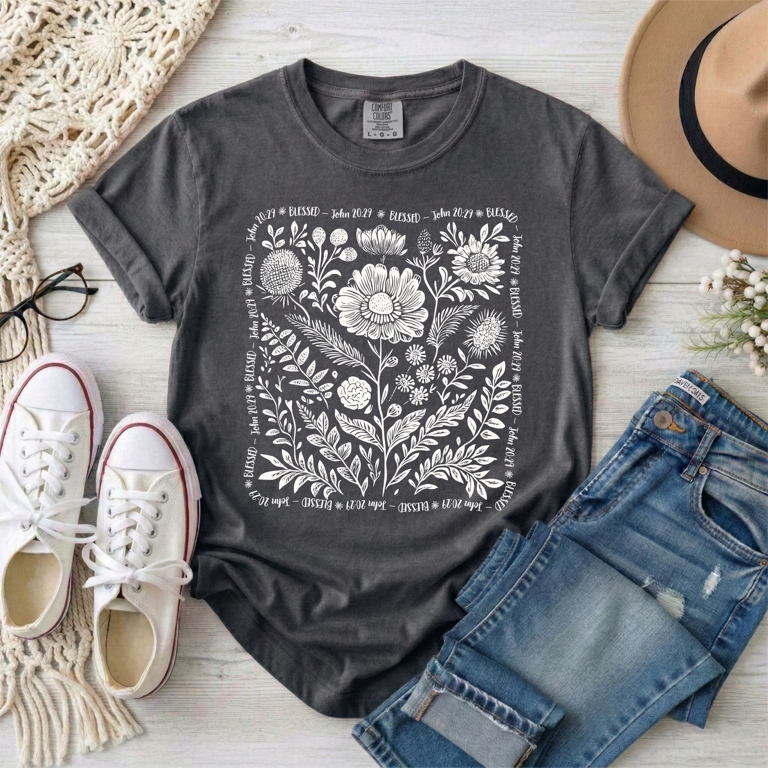 Blessed - John 20:29 Wildflowers T-Shirt
