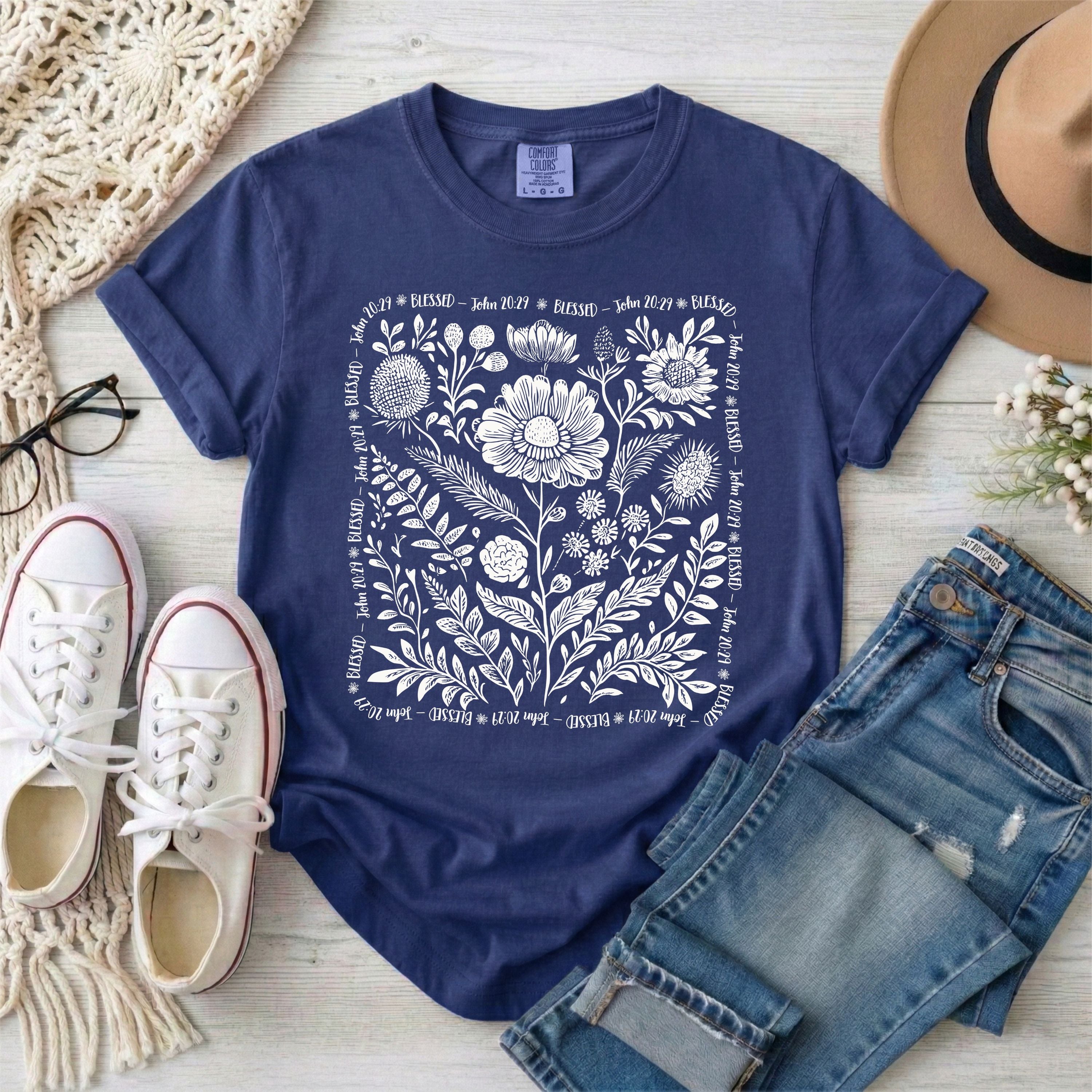 Blessed - John 20:29 Wildflowers T-Shirt