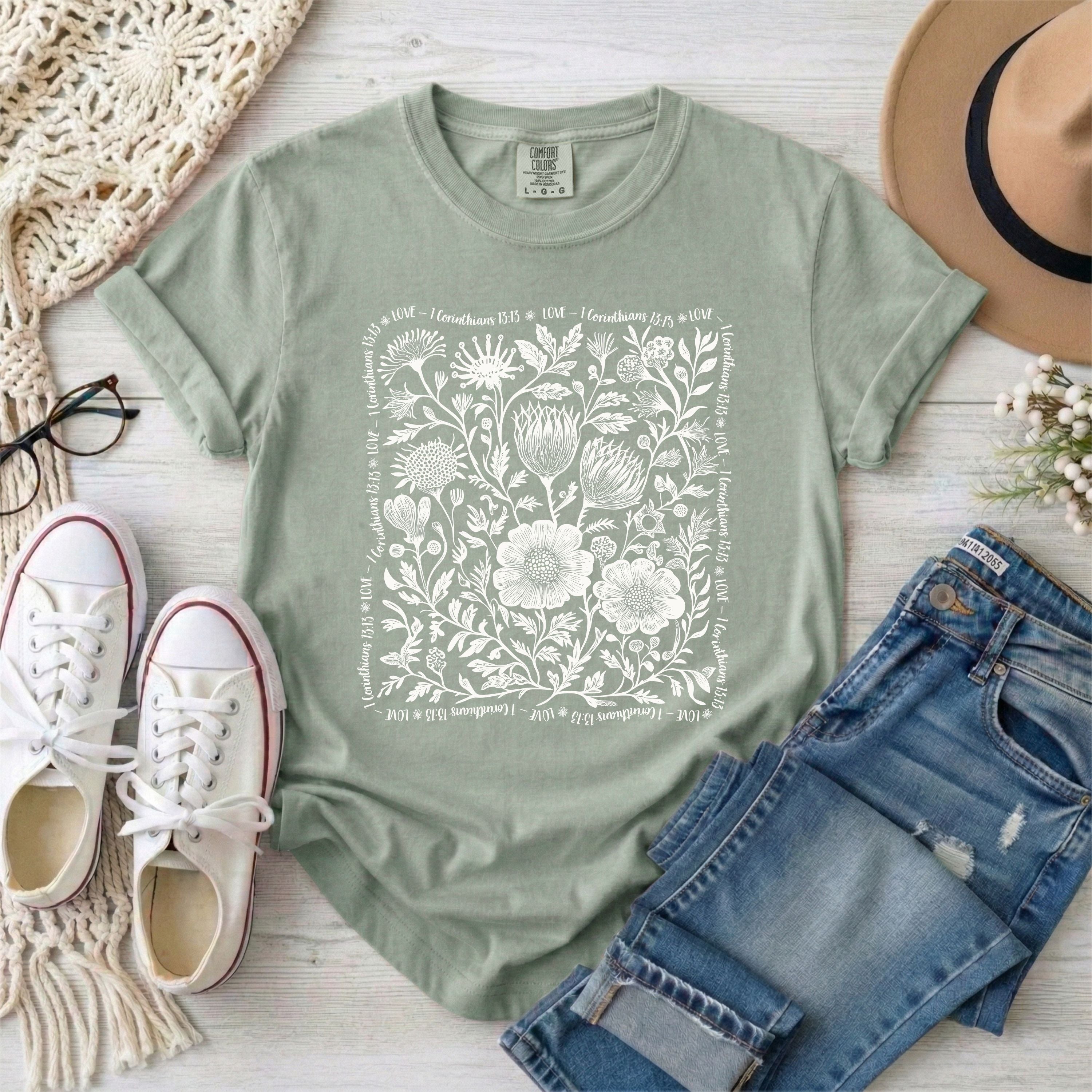 Love - 1 Corinthians 13:13 Wildflowers T-Shirt