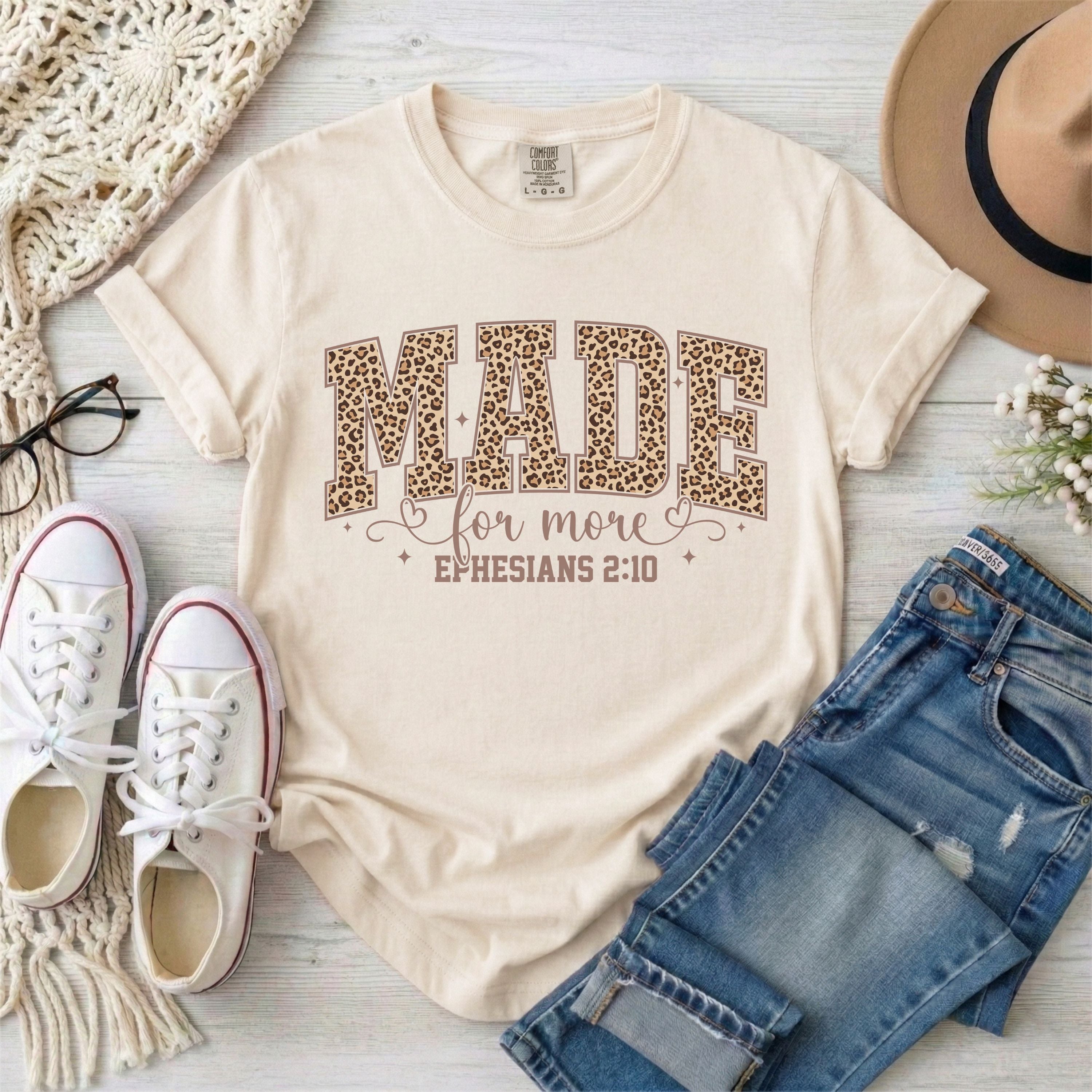 Made for More  Leopard Print, Ephesians 2:10 T-Shirt