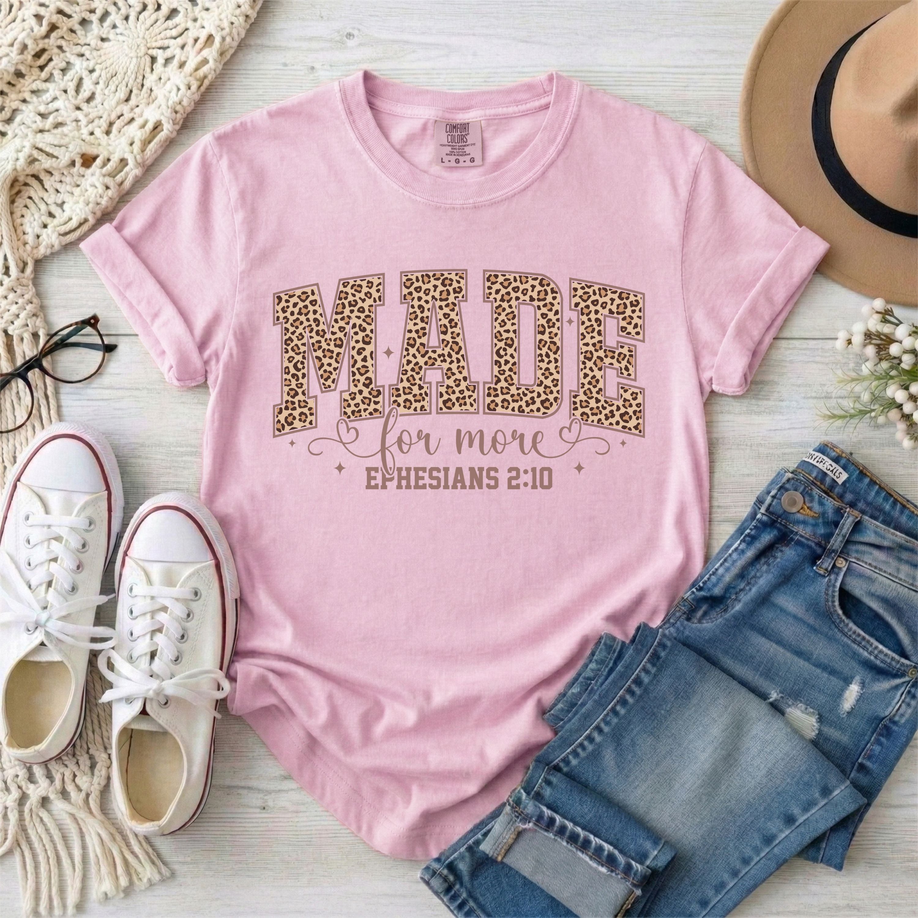 Made for More  Leopard Print, Ephesians 2:10 T-Shirt