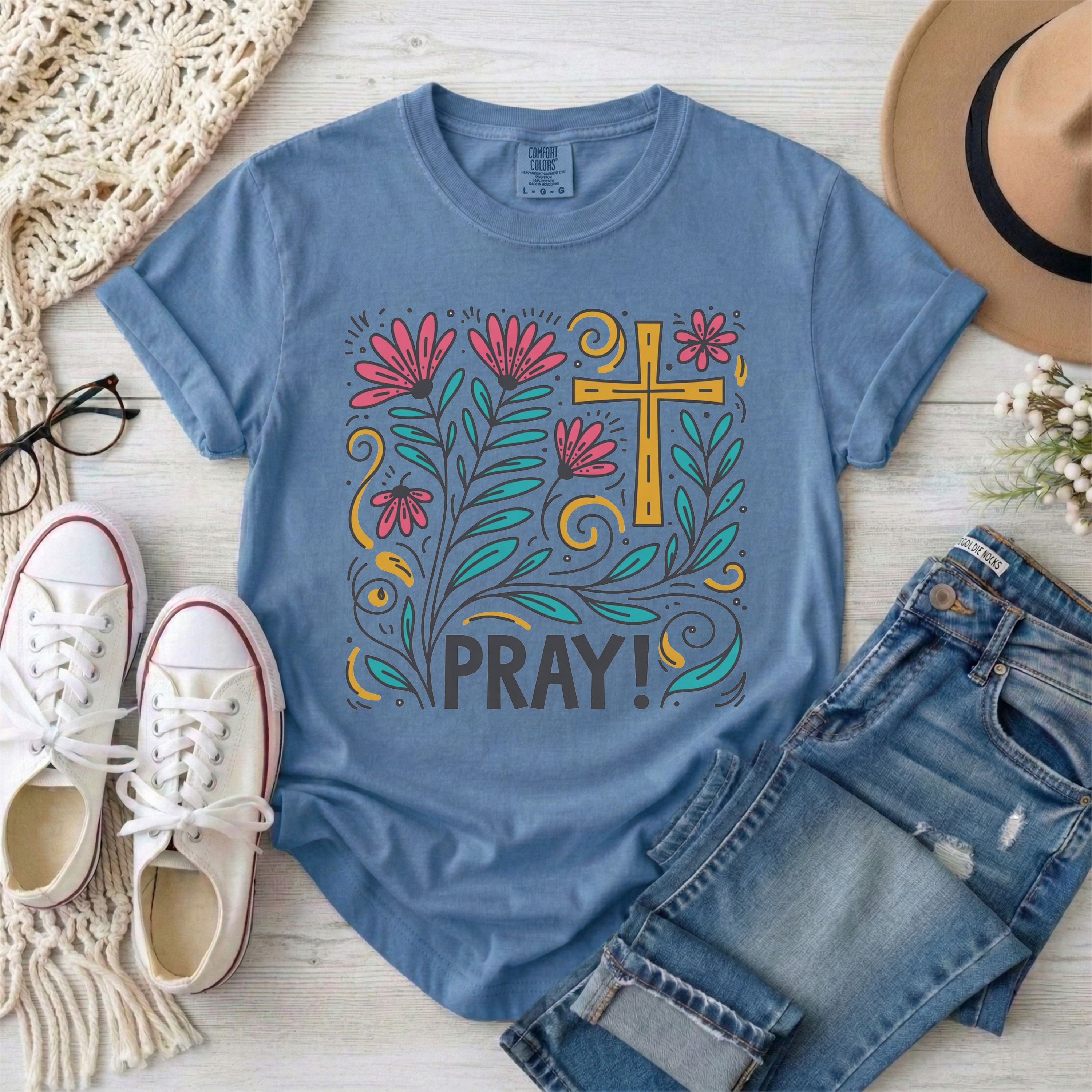 Pray Christian Floral T-Shirt