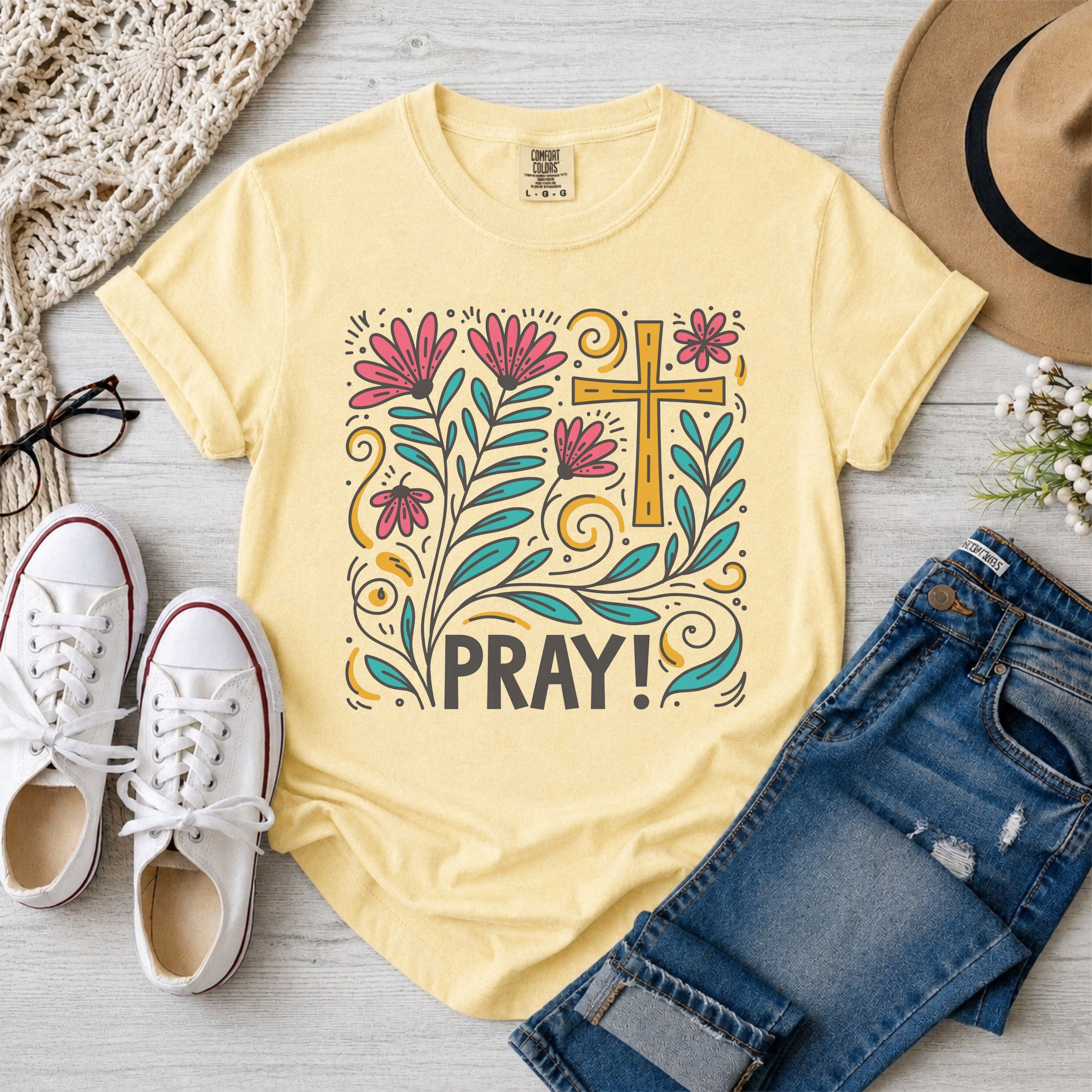 Pray Christian Floral T-Shirt