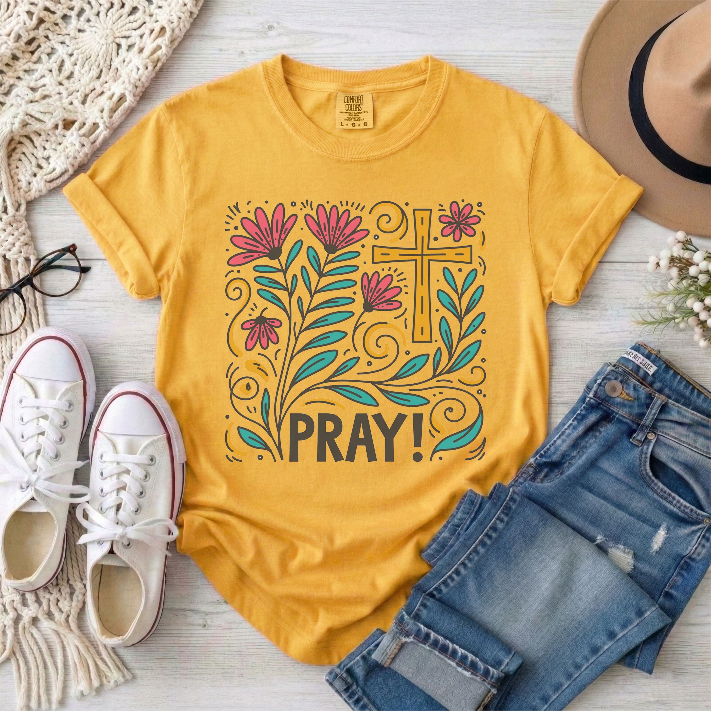 Pray Christian Floral T-Shirt