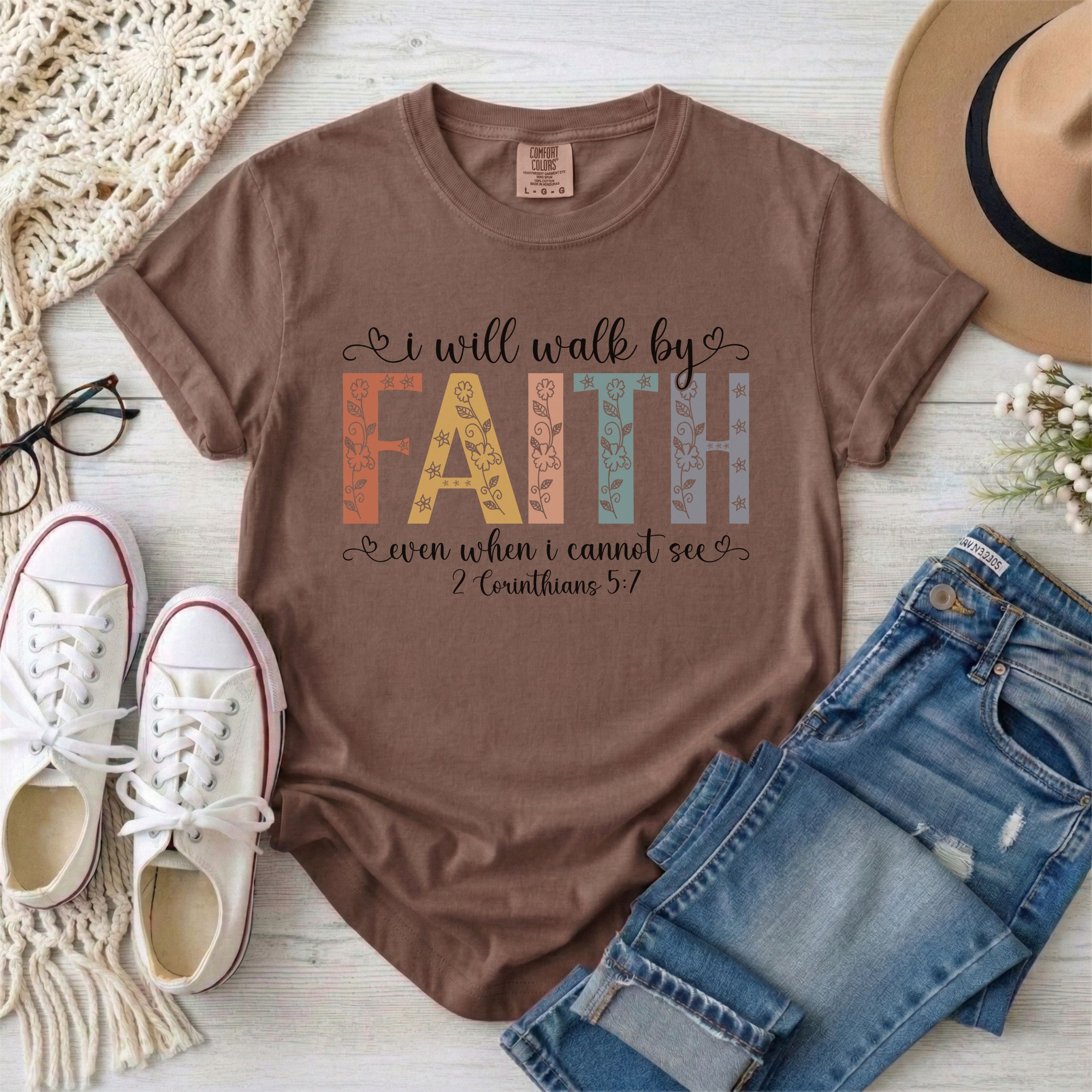 I Will Walk by Faith Christian T-Shirt