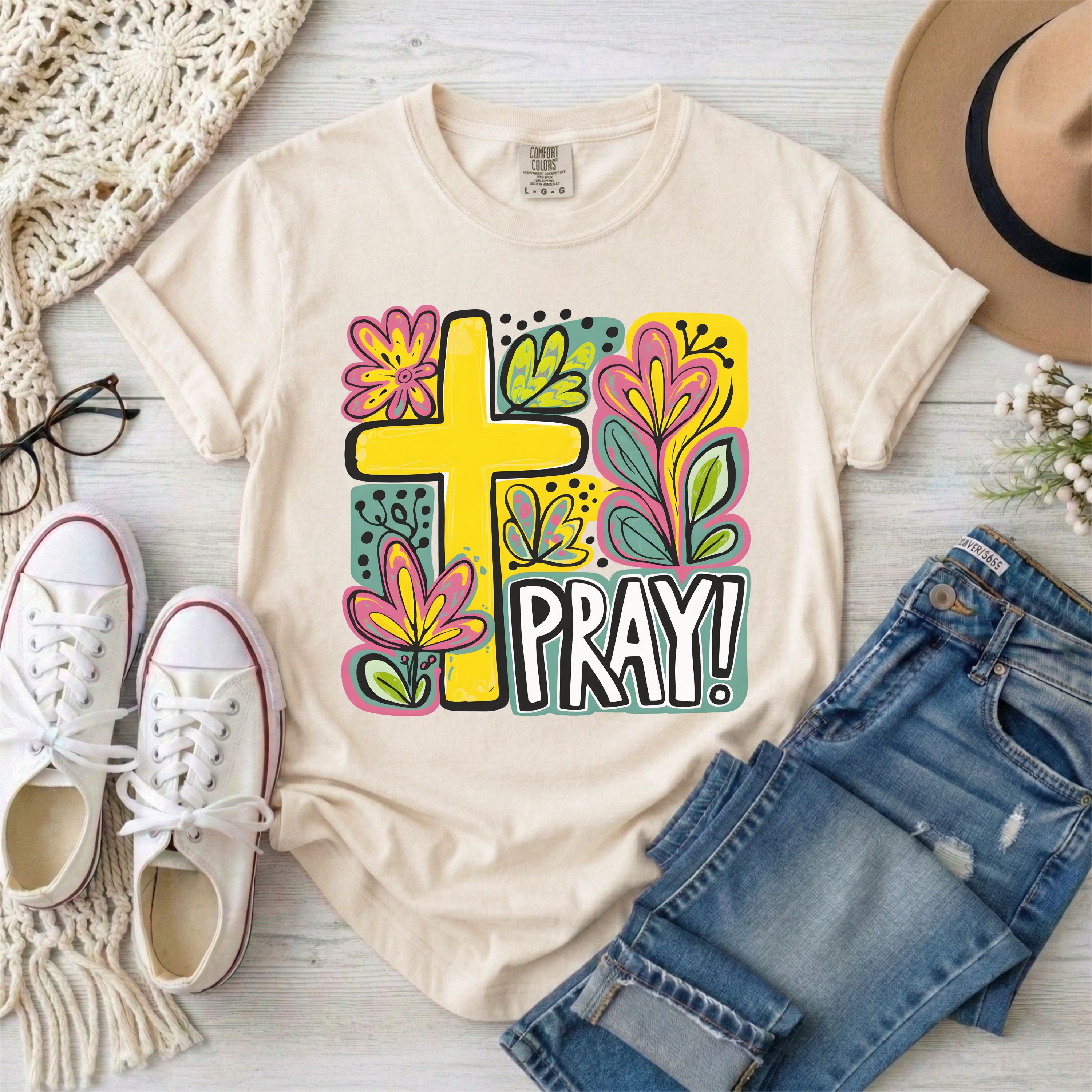 Pray Floral Cross T-Shirt