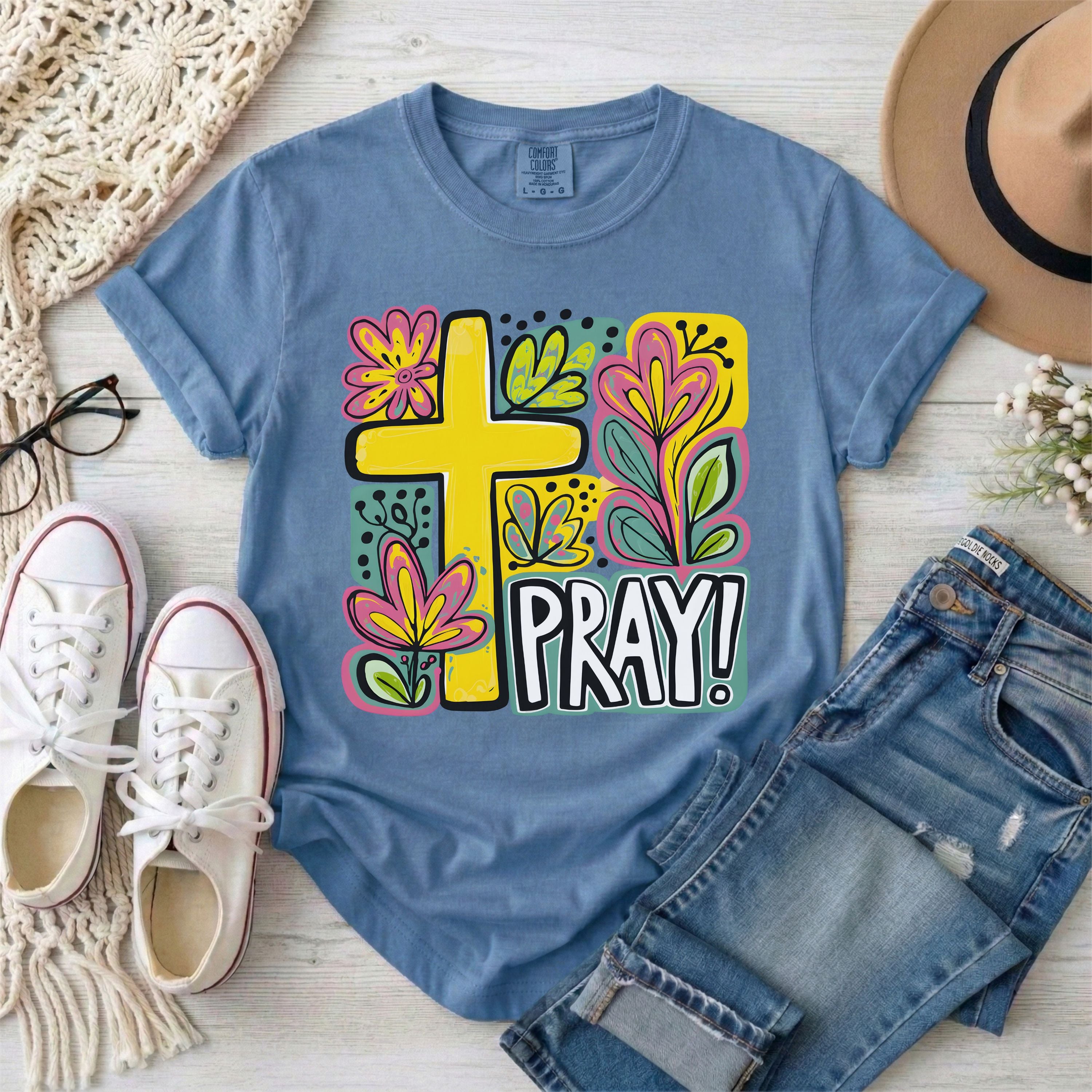 Pray Floral Cross T-Shirt