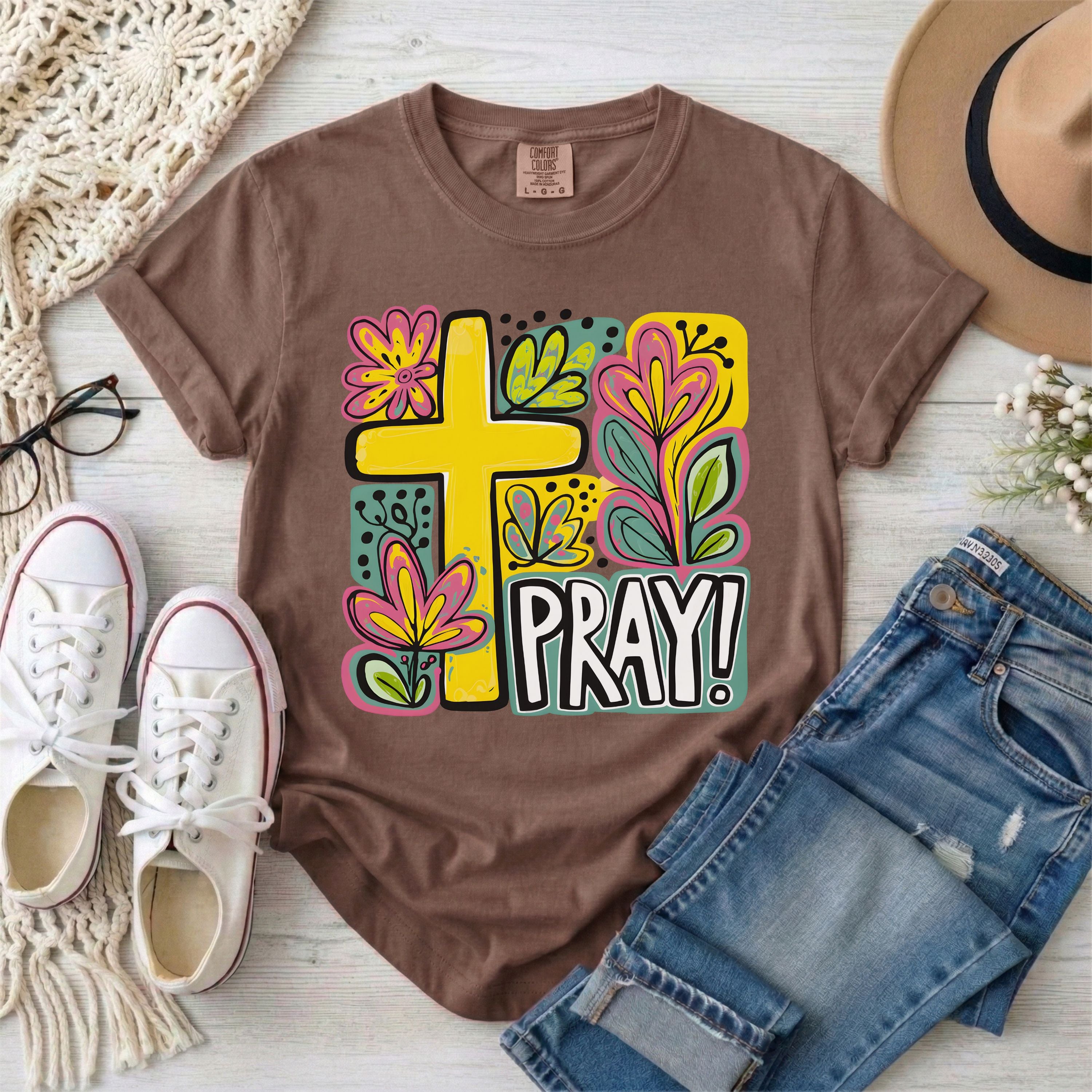 Pray Floral Cross T-Shirt