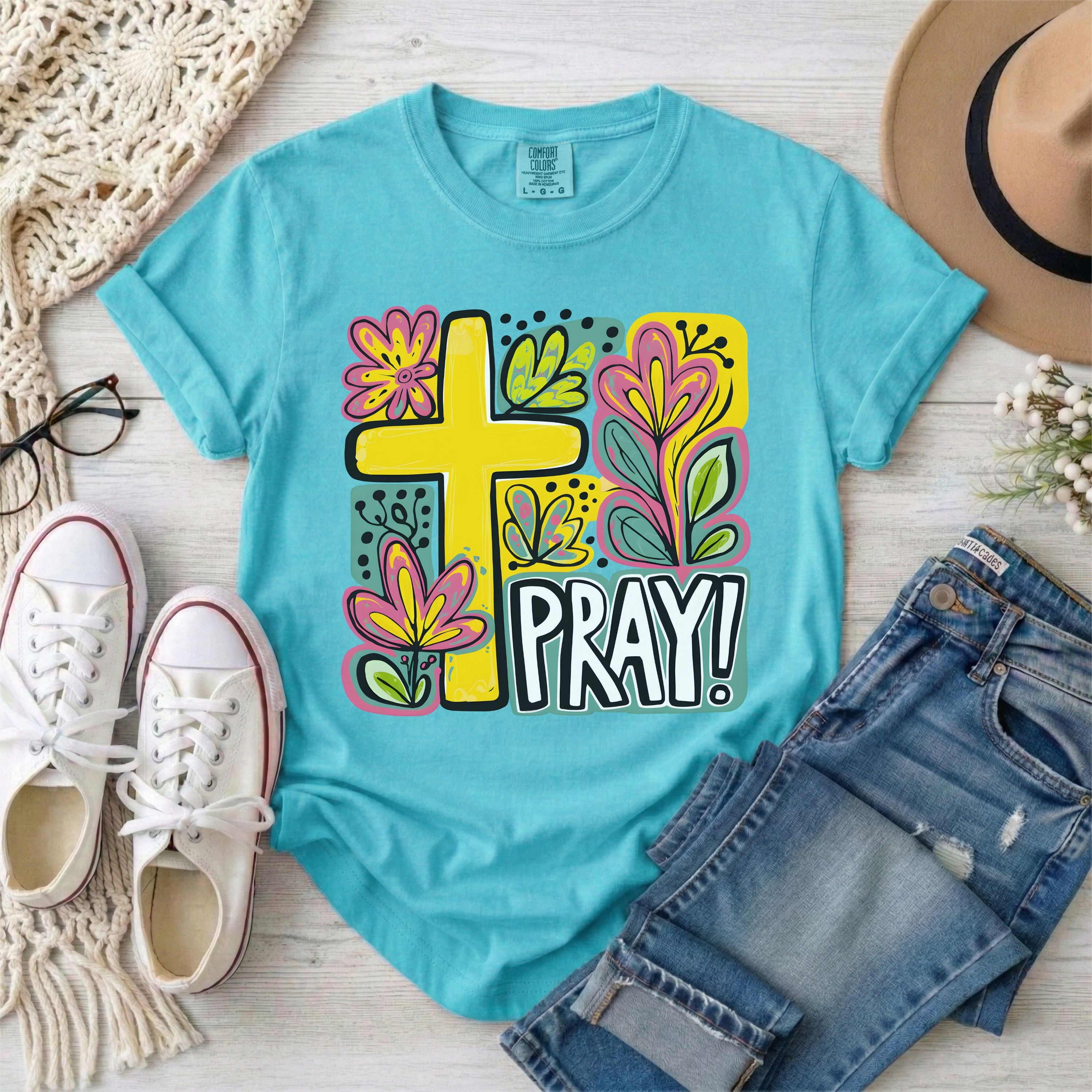 Pray Floral Cross T-Shirt