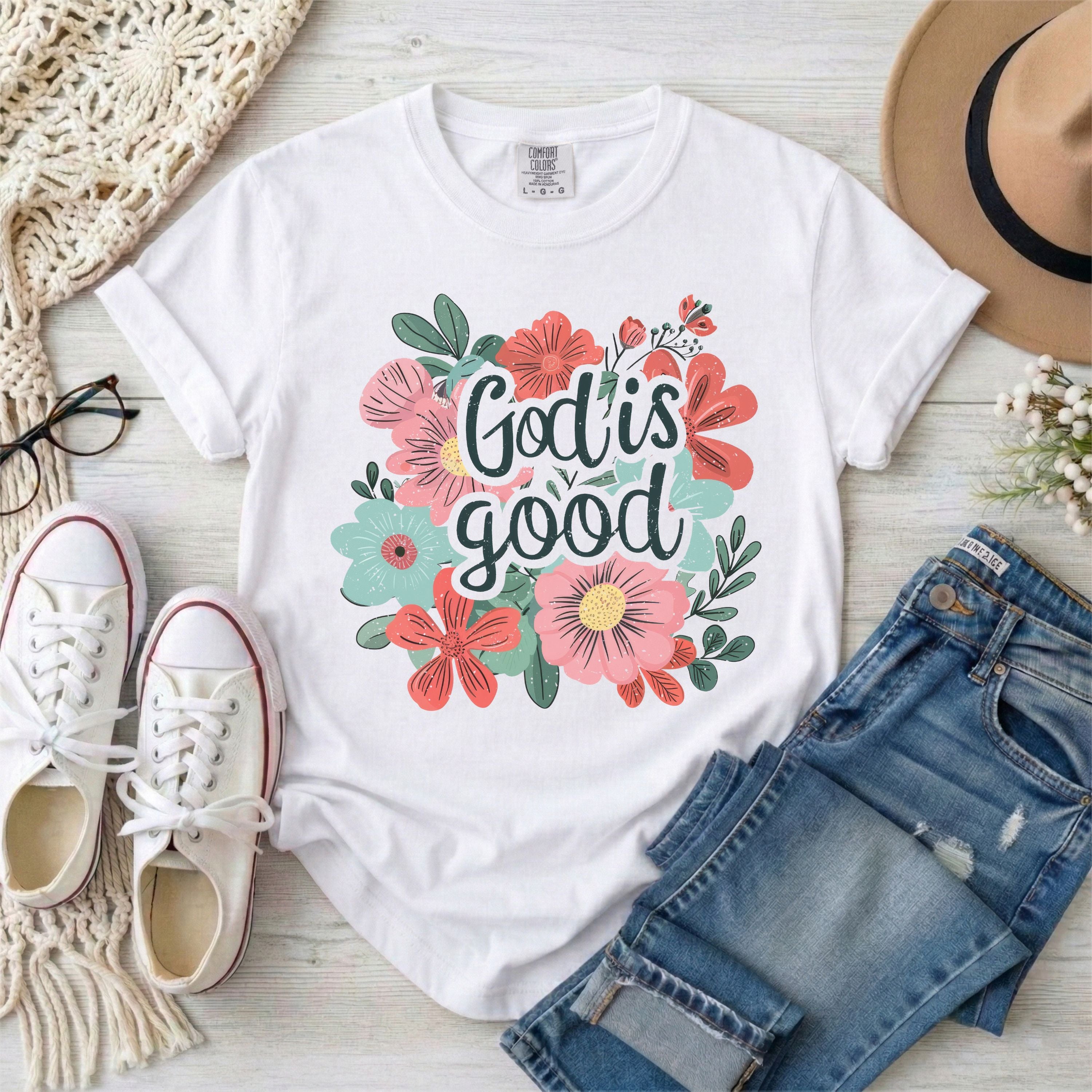 God Is Good Floral T-Shirt