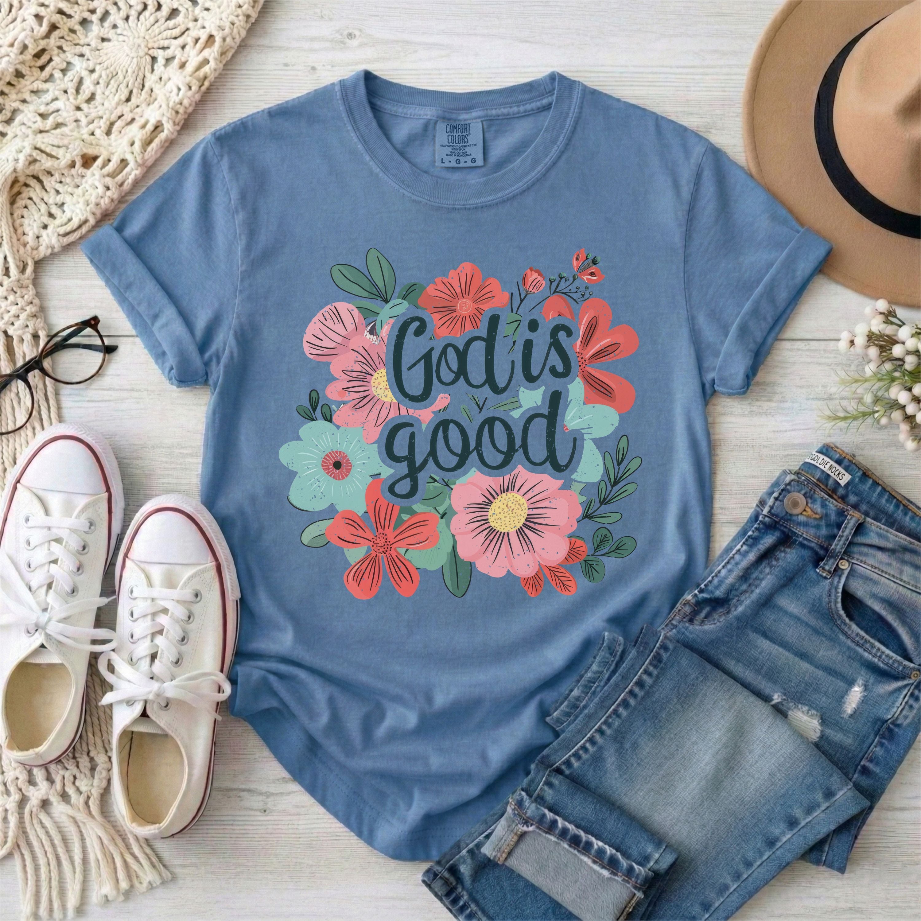 God Is Good Floral T-Shirt