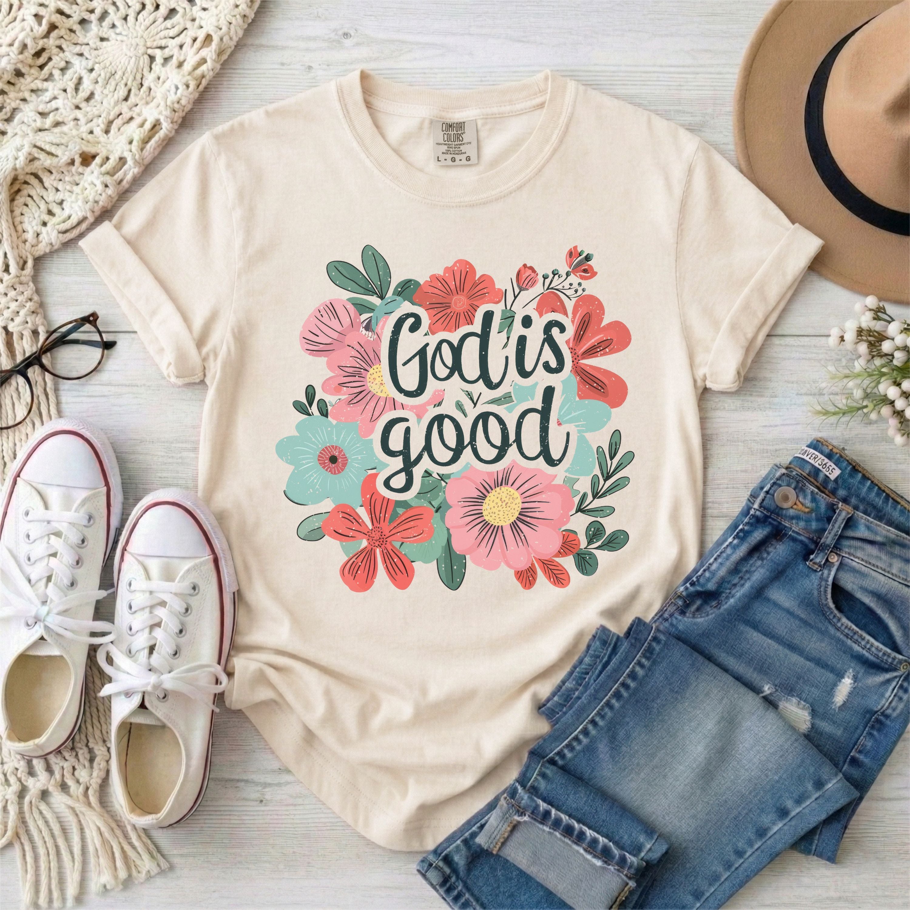 God Is Good Floral T-Shirt