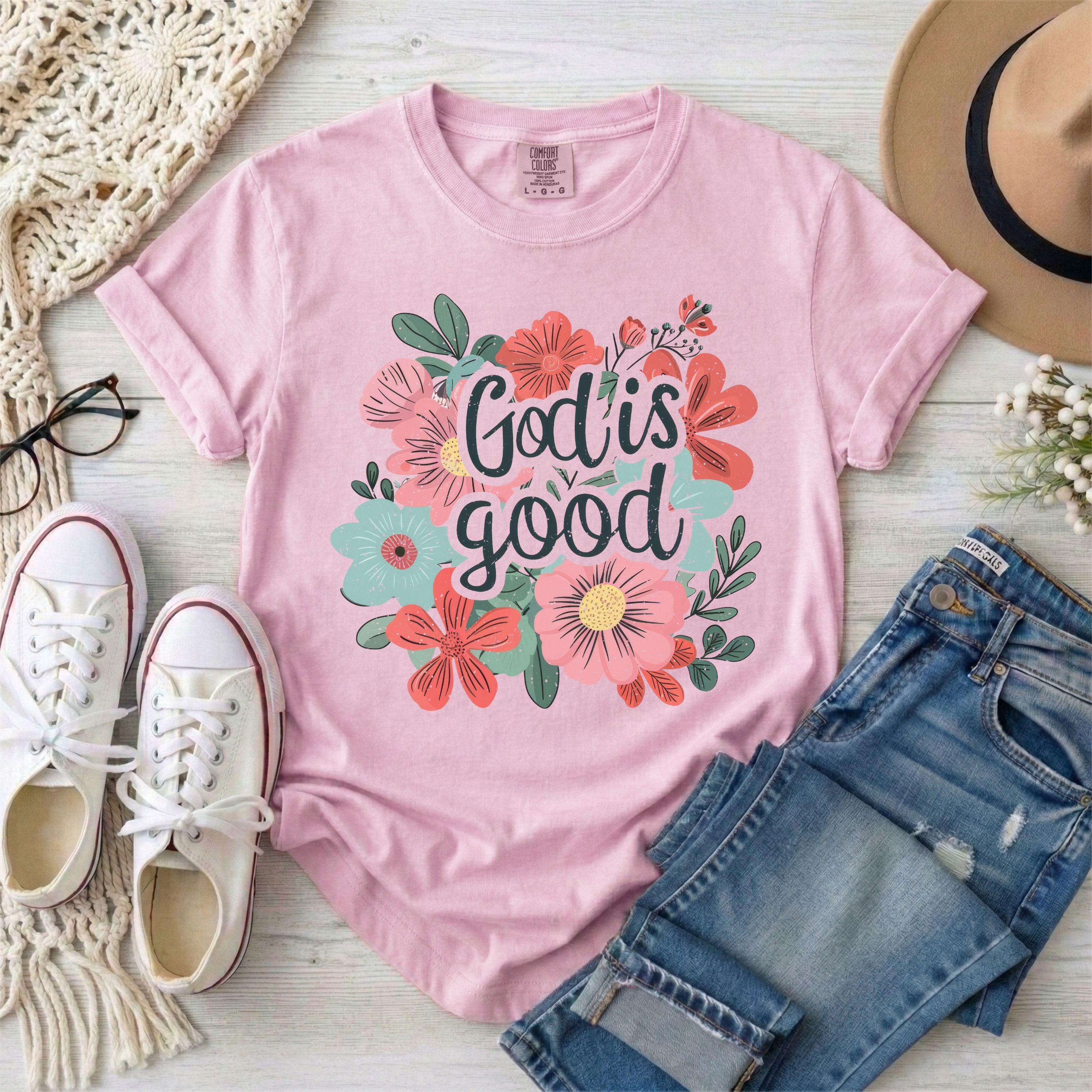God Is Good Floral T-Shirt
