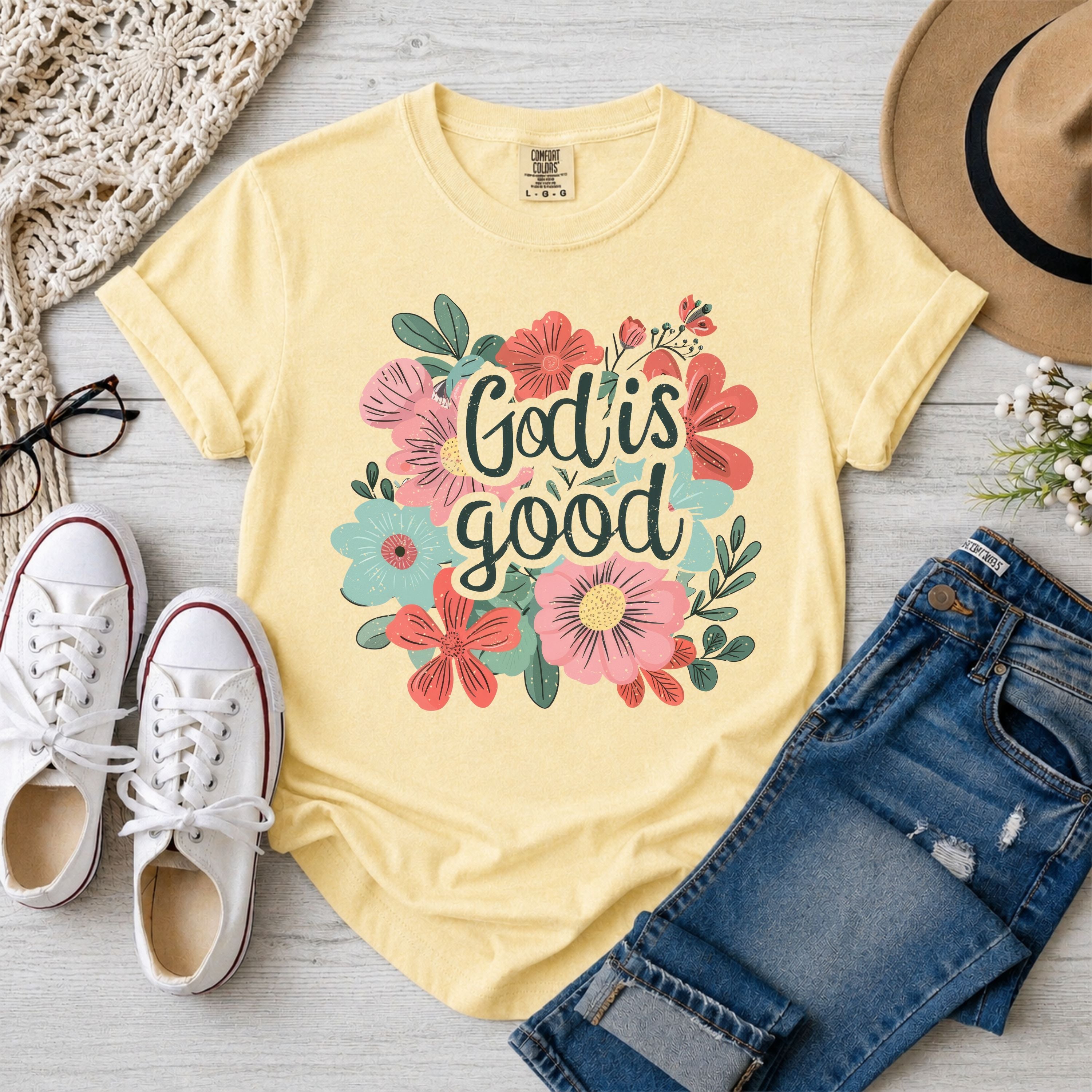 God Is Good Floral T-Shirt