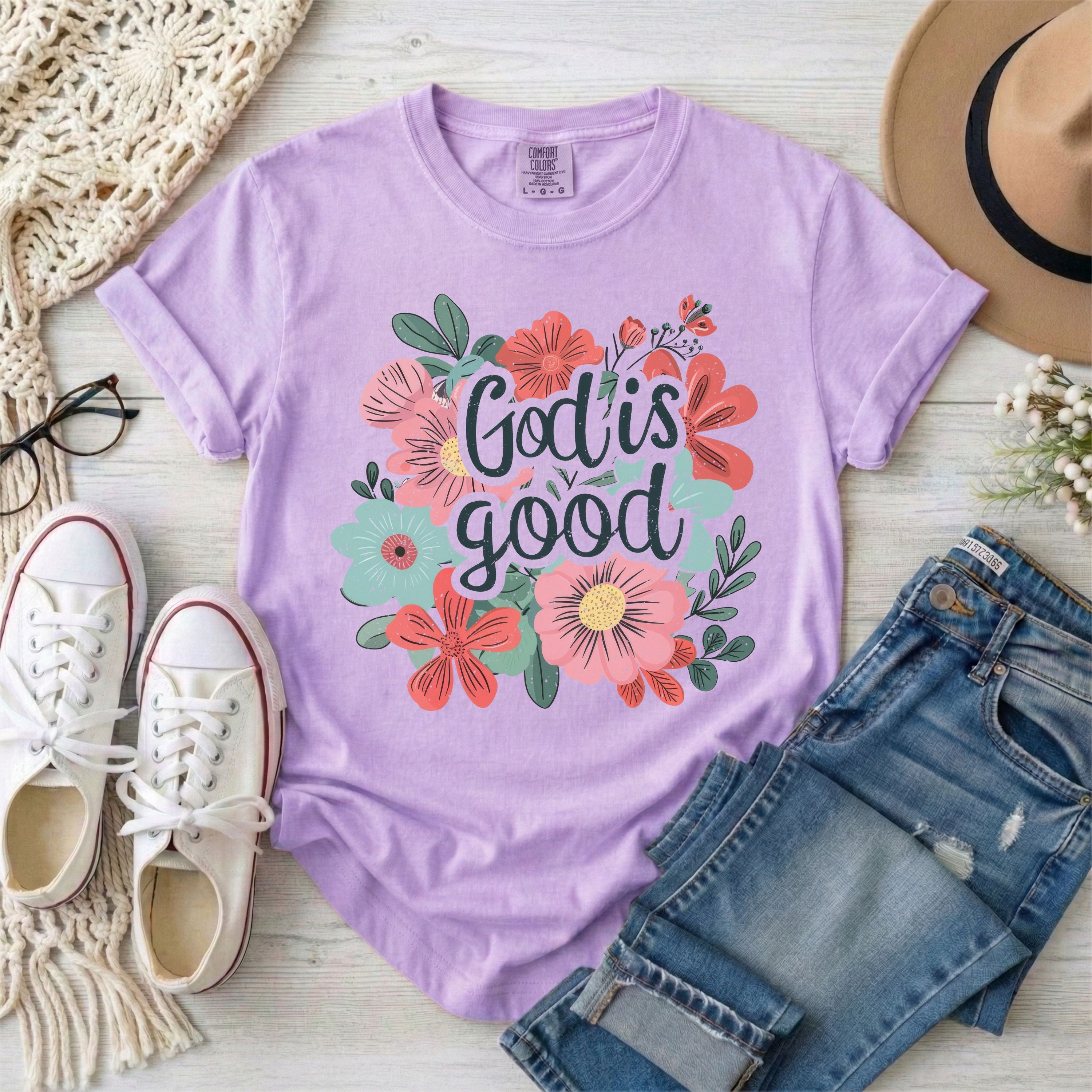 God Is Good Floral T-Shirt