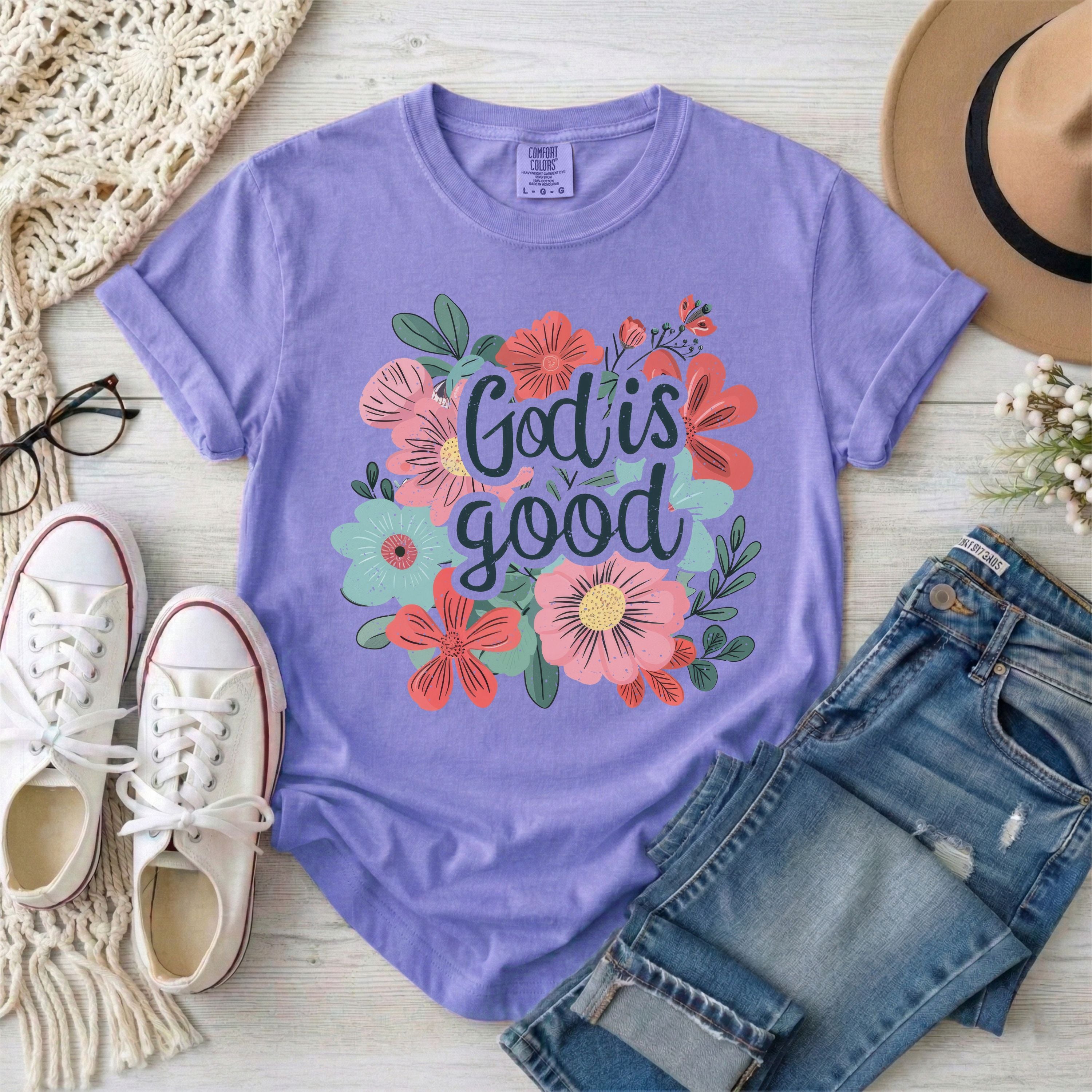God Is Good Floral T-Shirt