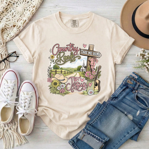 Country Roads Take Me Home to Jesus Shirt T-Shirt