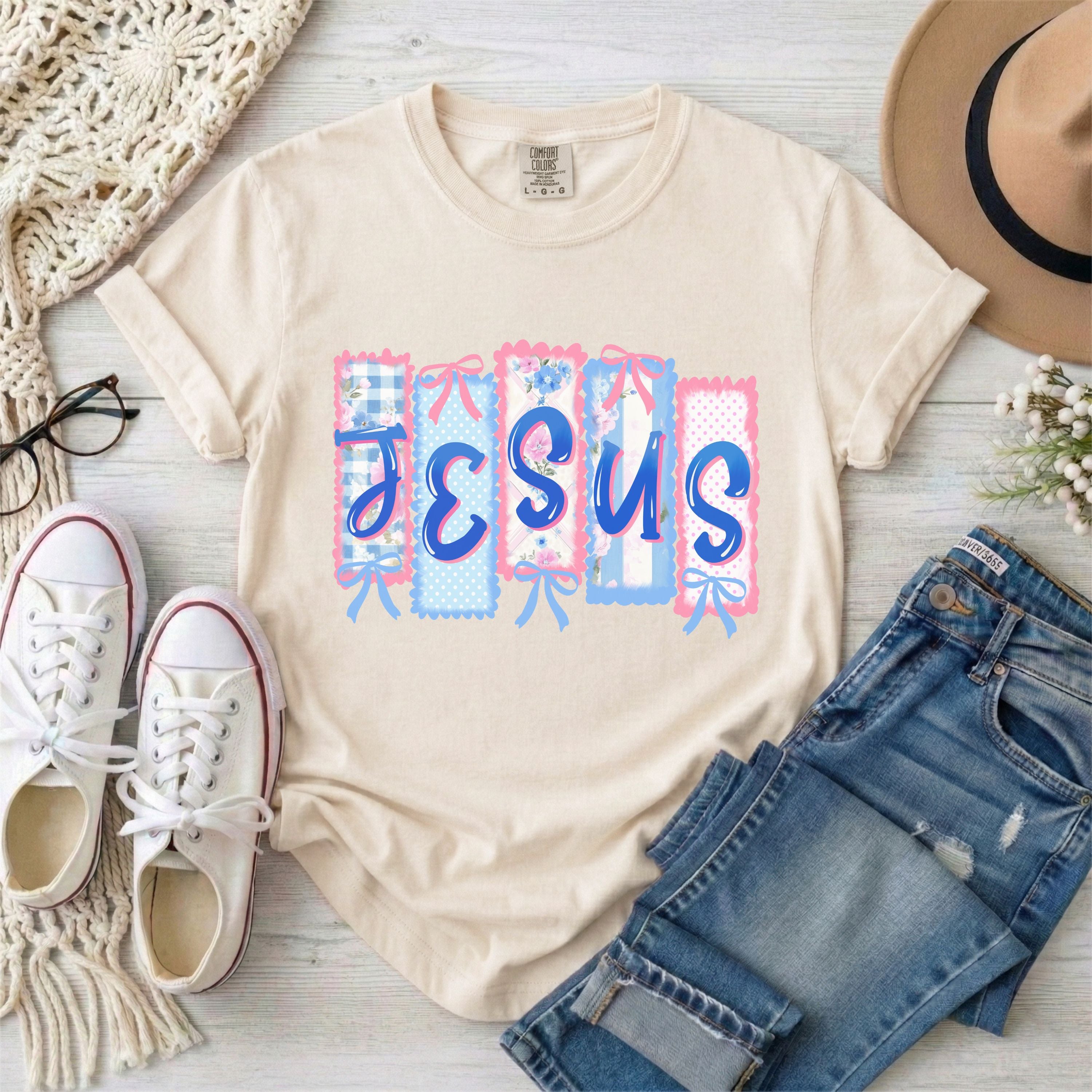 Coquette Jesus Faux Patchwork T-Shirt