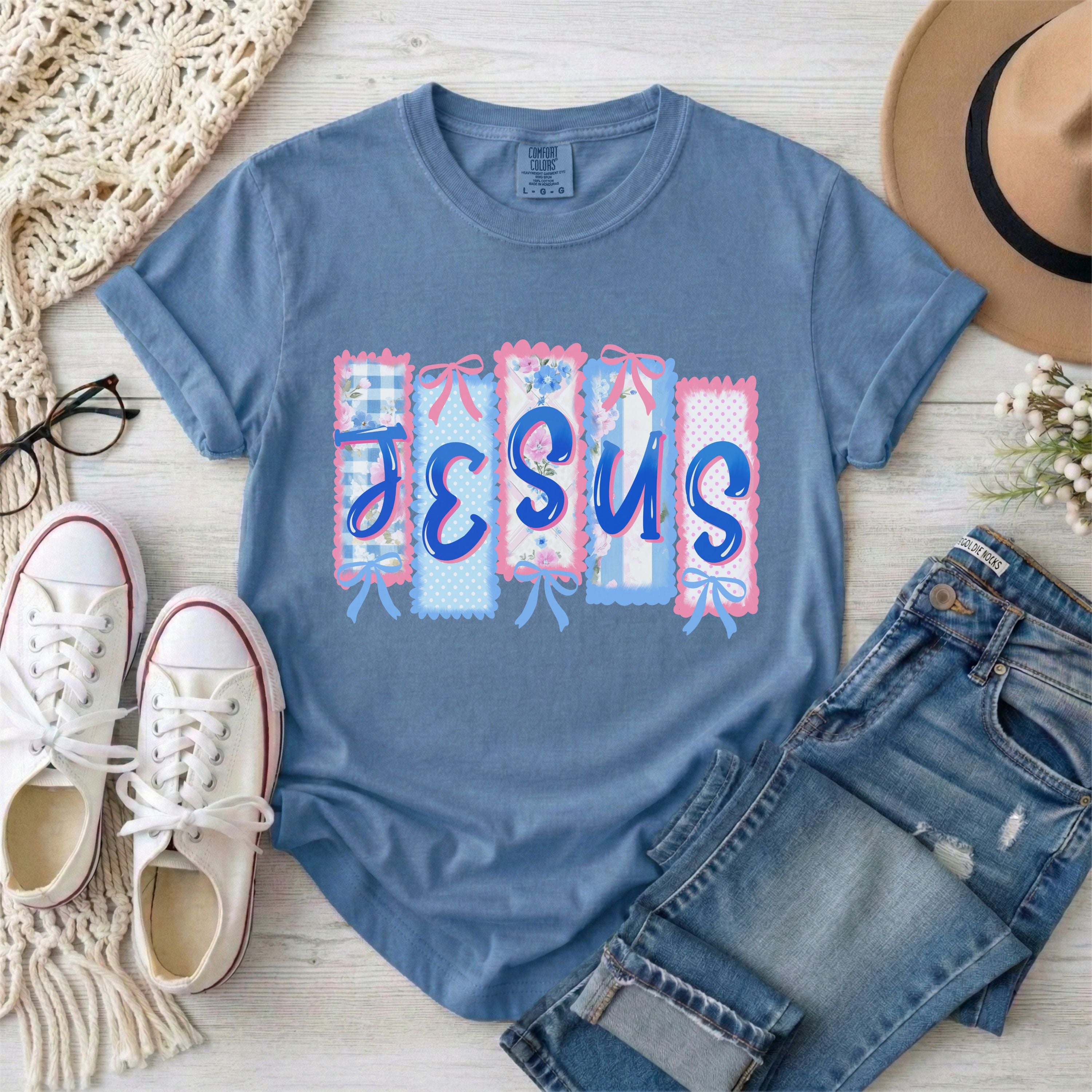 Coquette Jesus Faux Patchwork T-Shirt