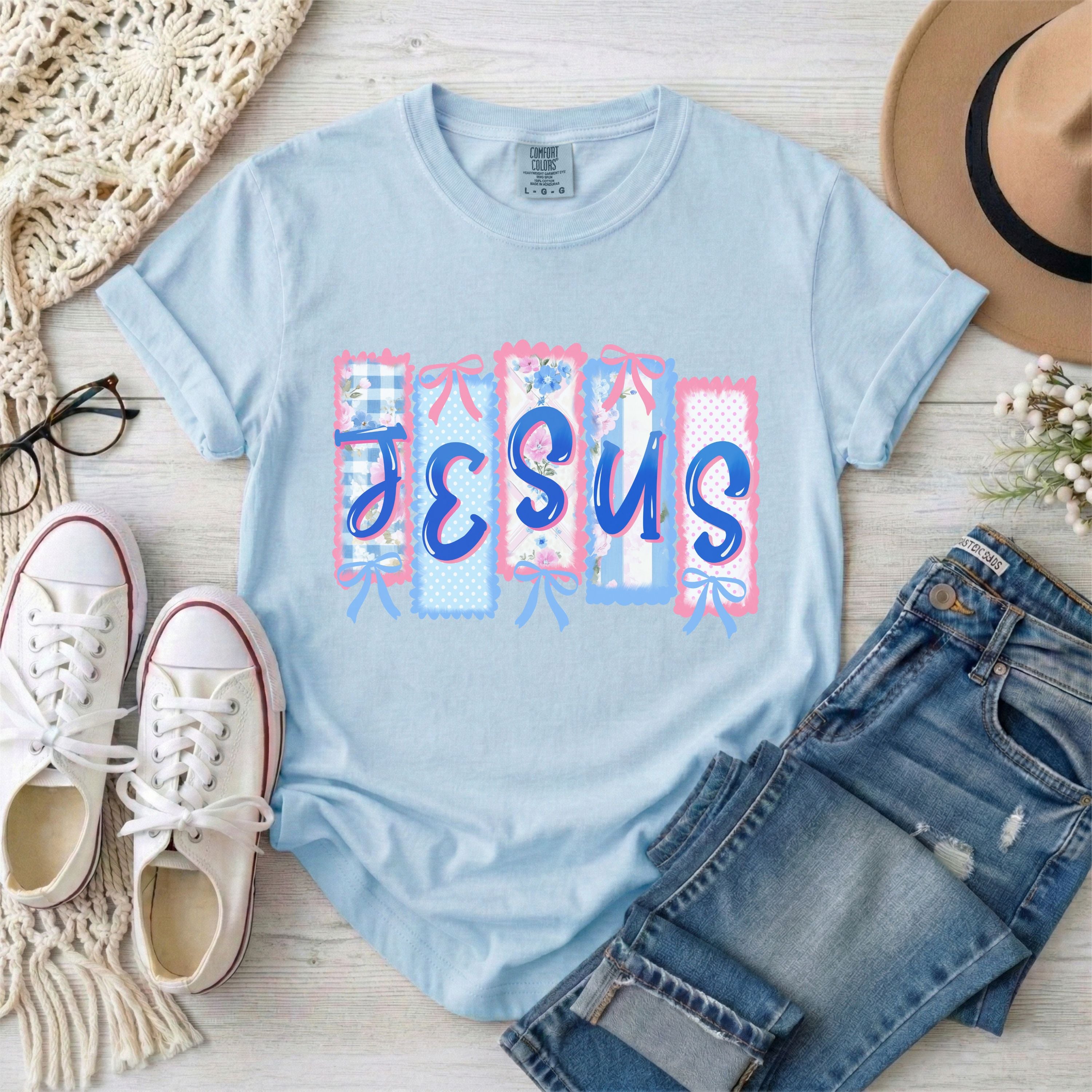Coquette Jesus Faux Patchwork T-Shirt