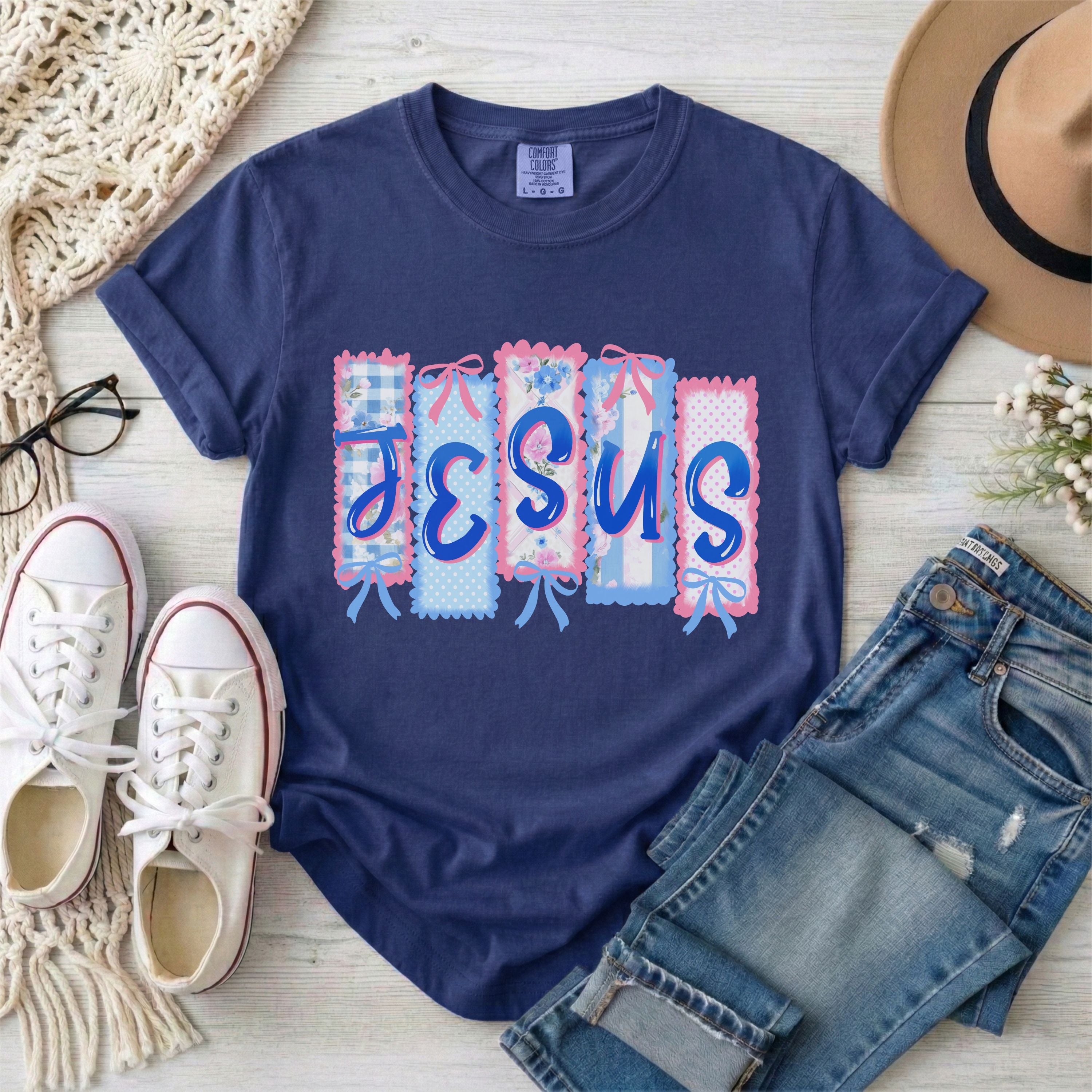 Coquette Jesus Faux Patchwork T-Shirt