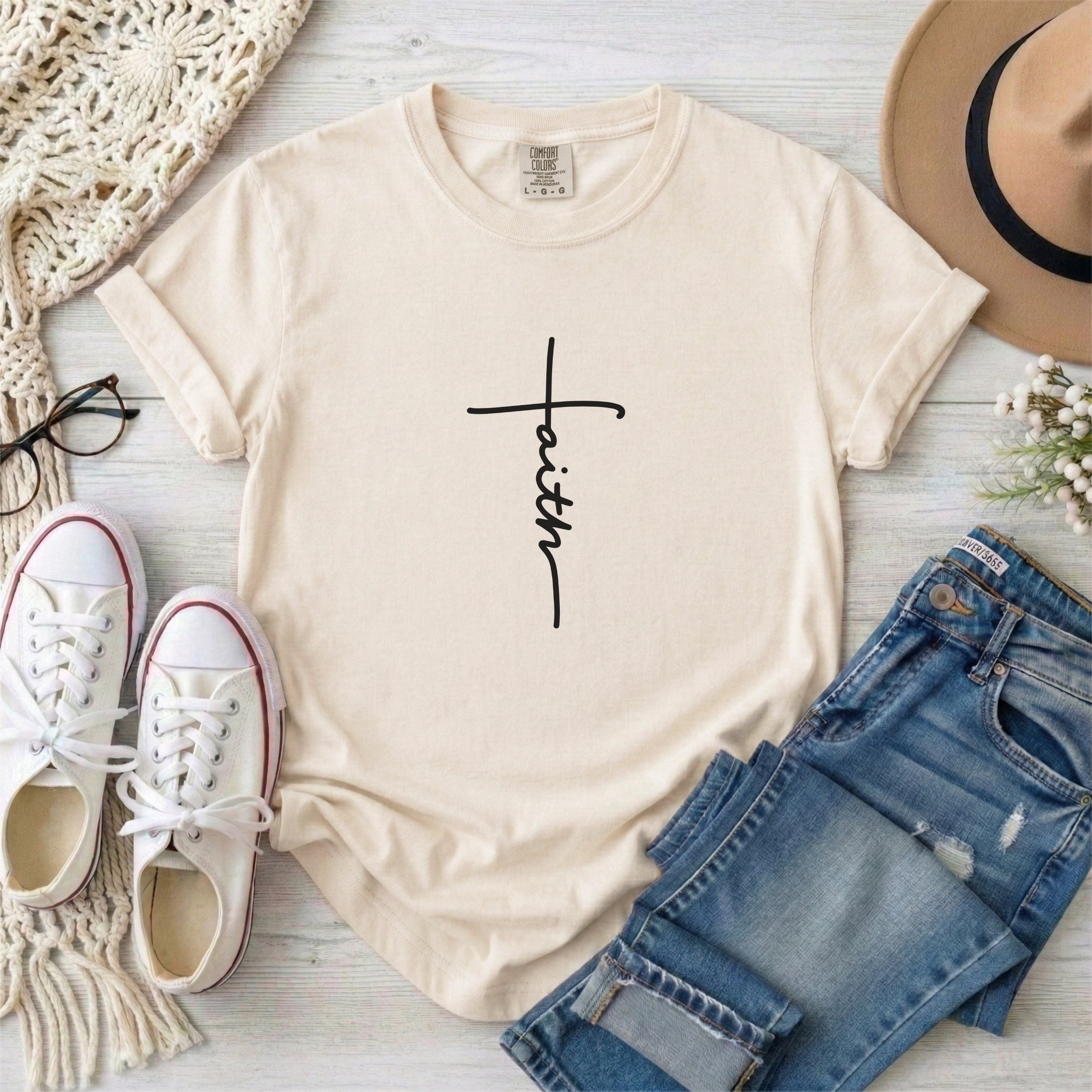 Minimalist Script Faith Cross T-Shirt