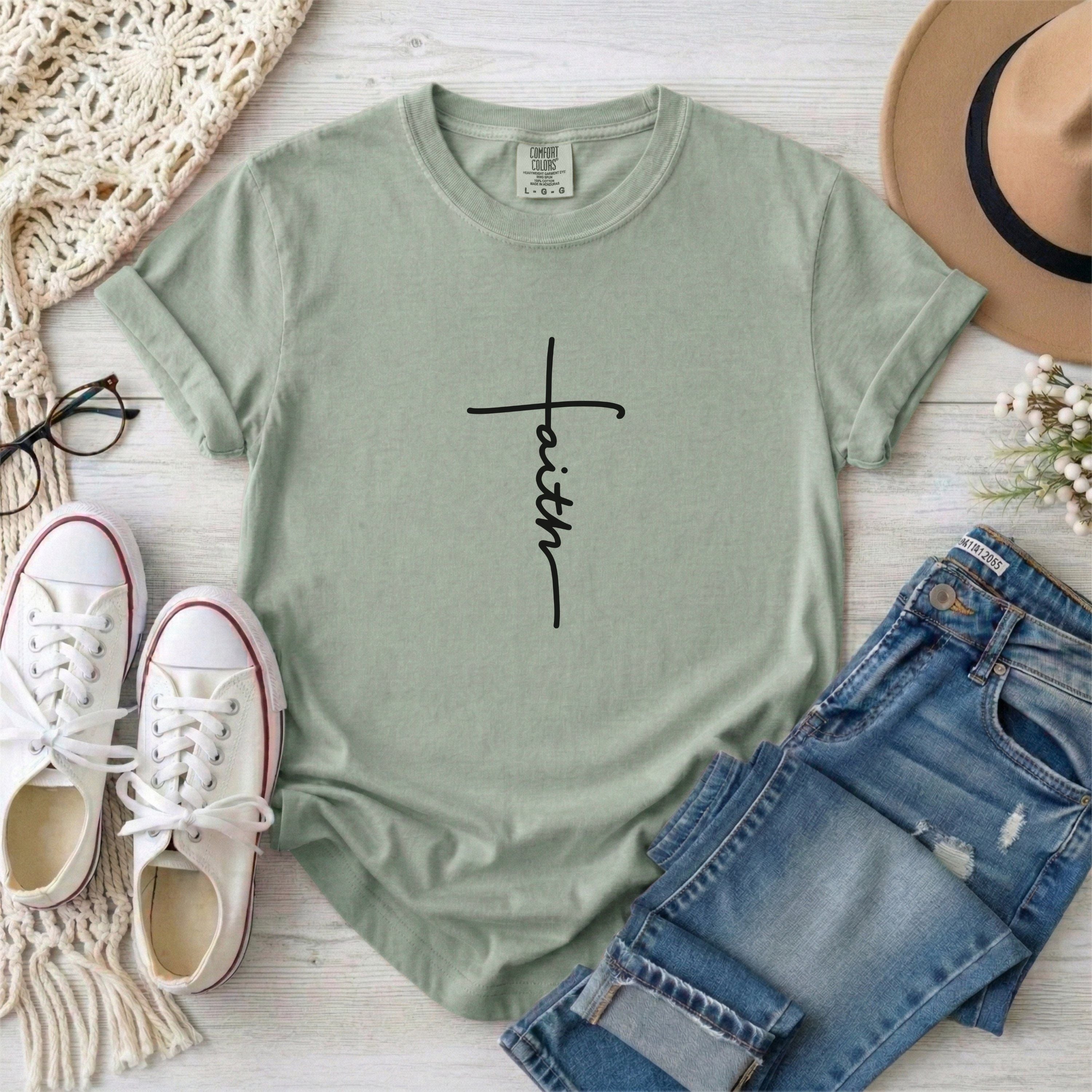 Minimalist Script Faith Cross T-Shirt