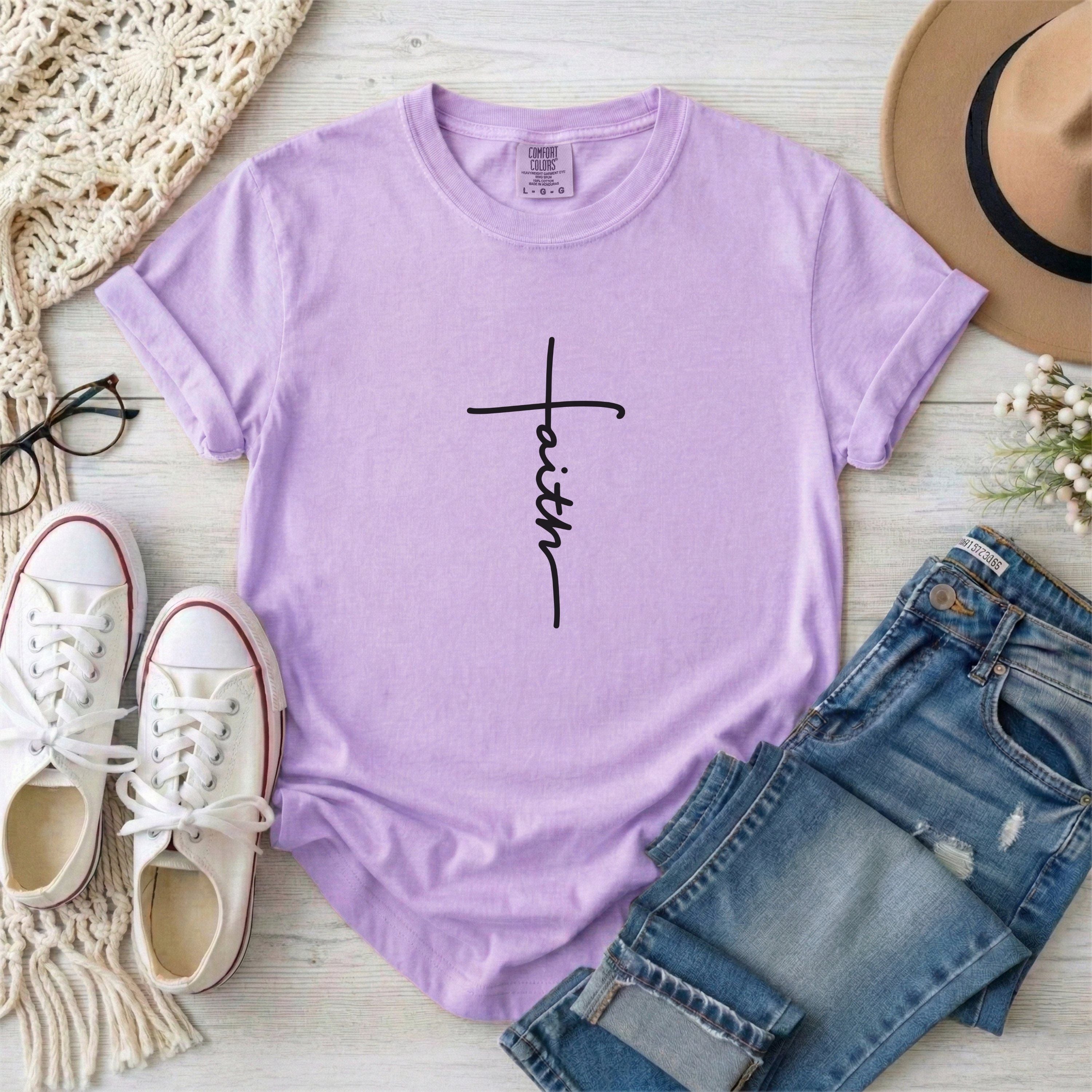 Minimalist Script Faith Cross T-Shirt