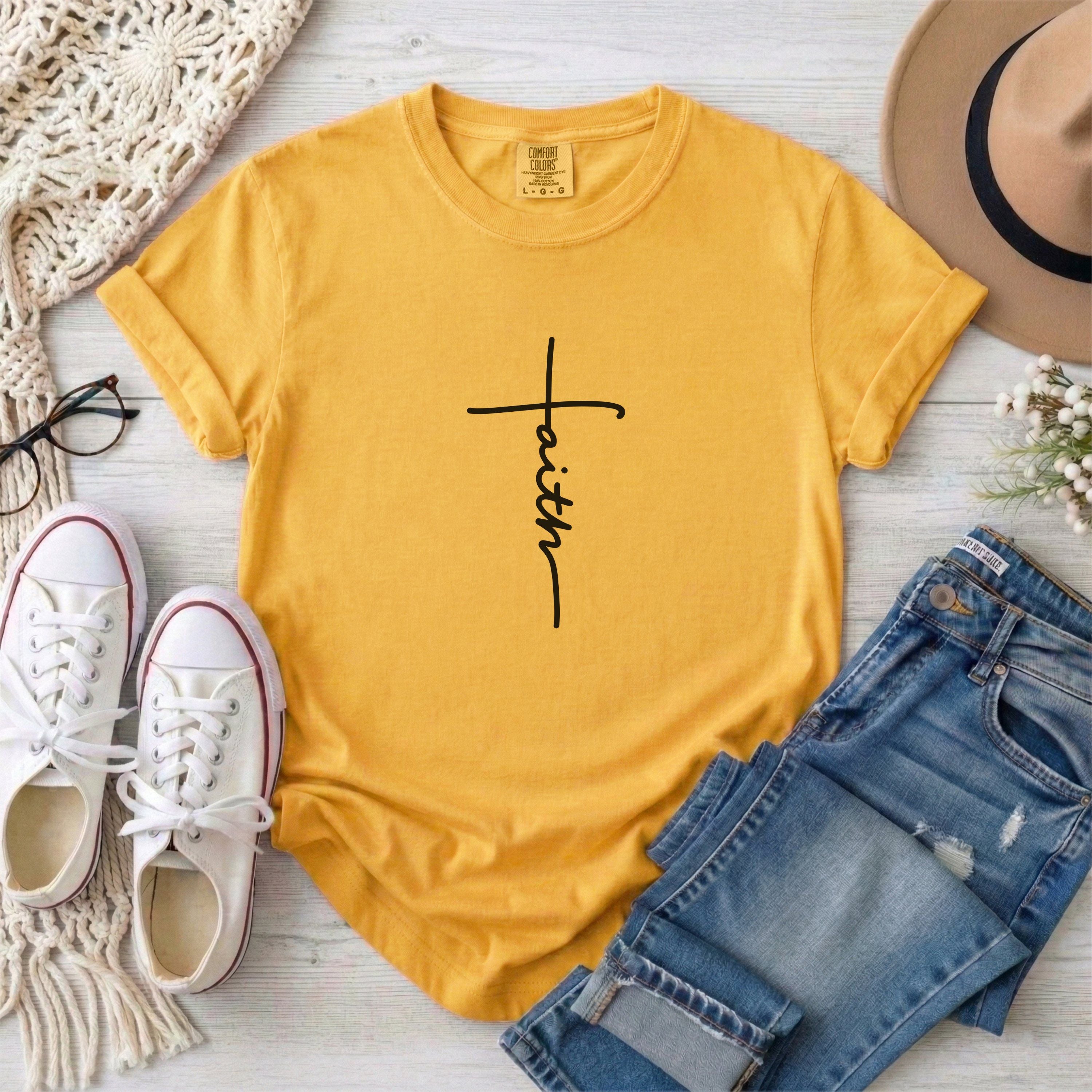Minimalist Script Faith Cross T-Shirt