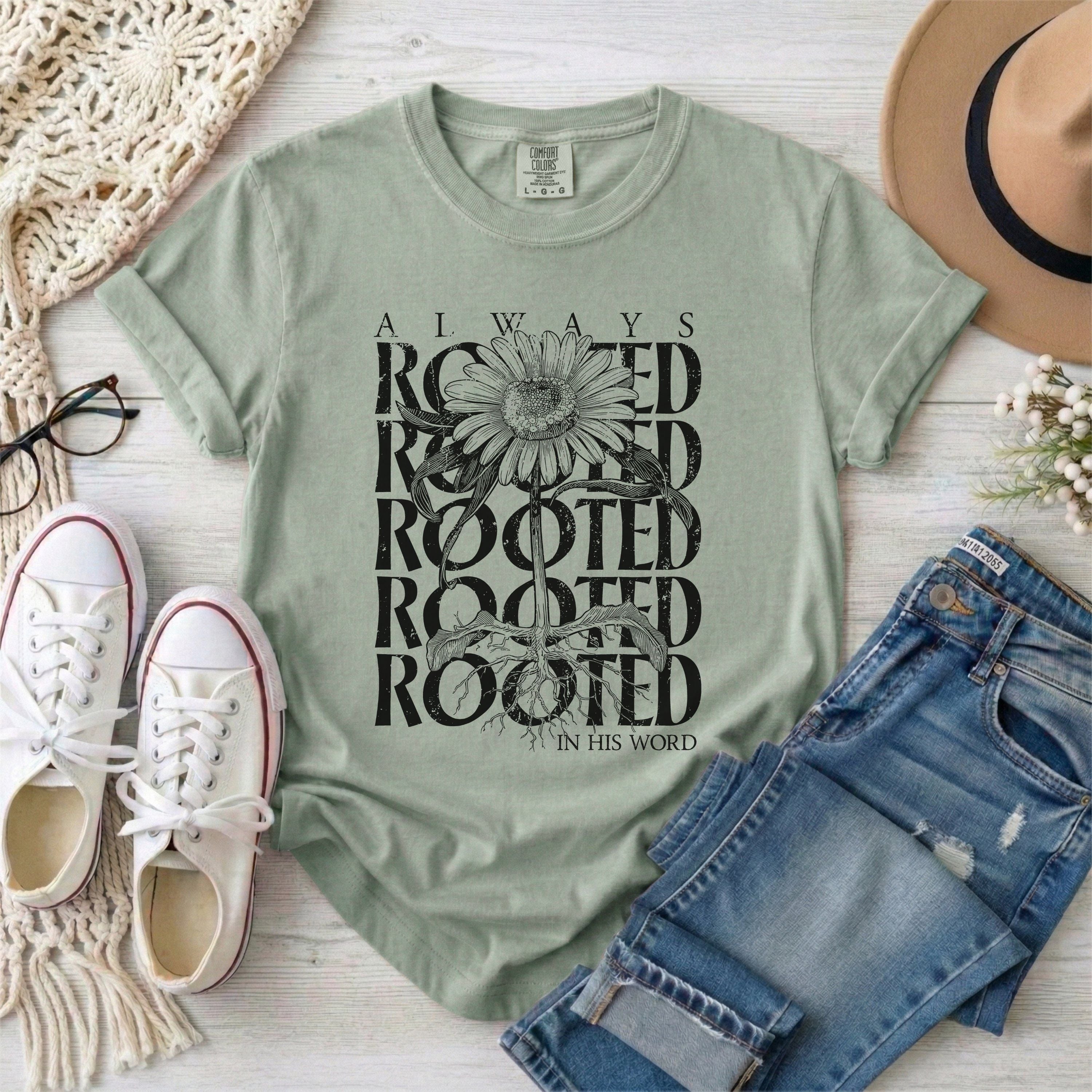 Always Rooted in His Word T-Shirt • Black Design