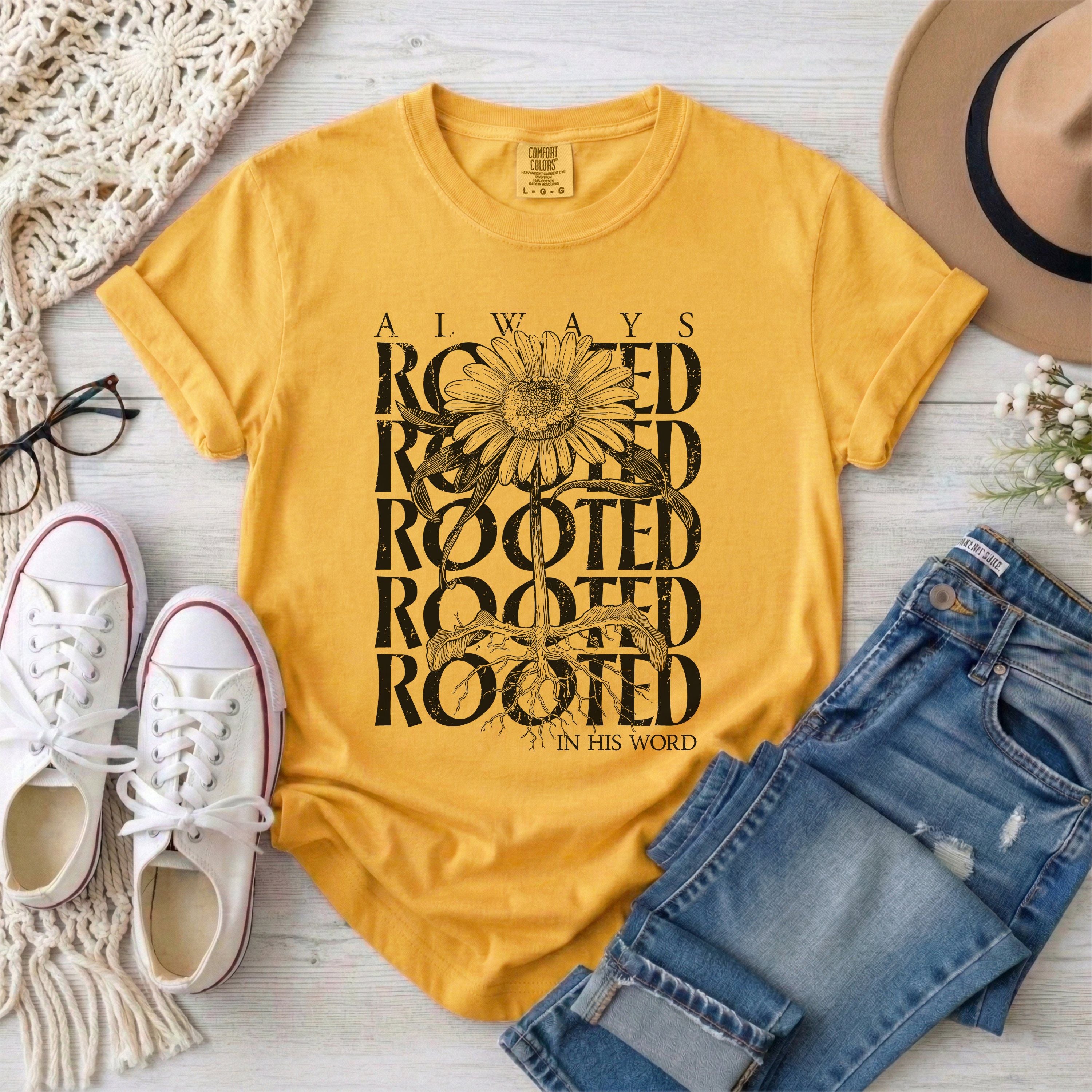 Always Rooted in His Word T-Shirt • Black Design