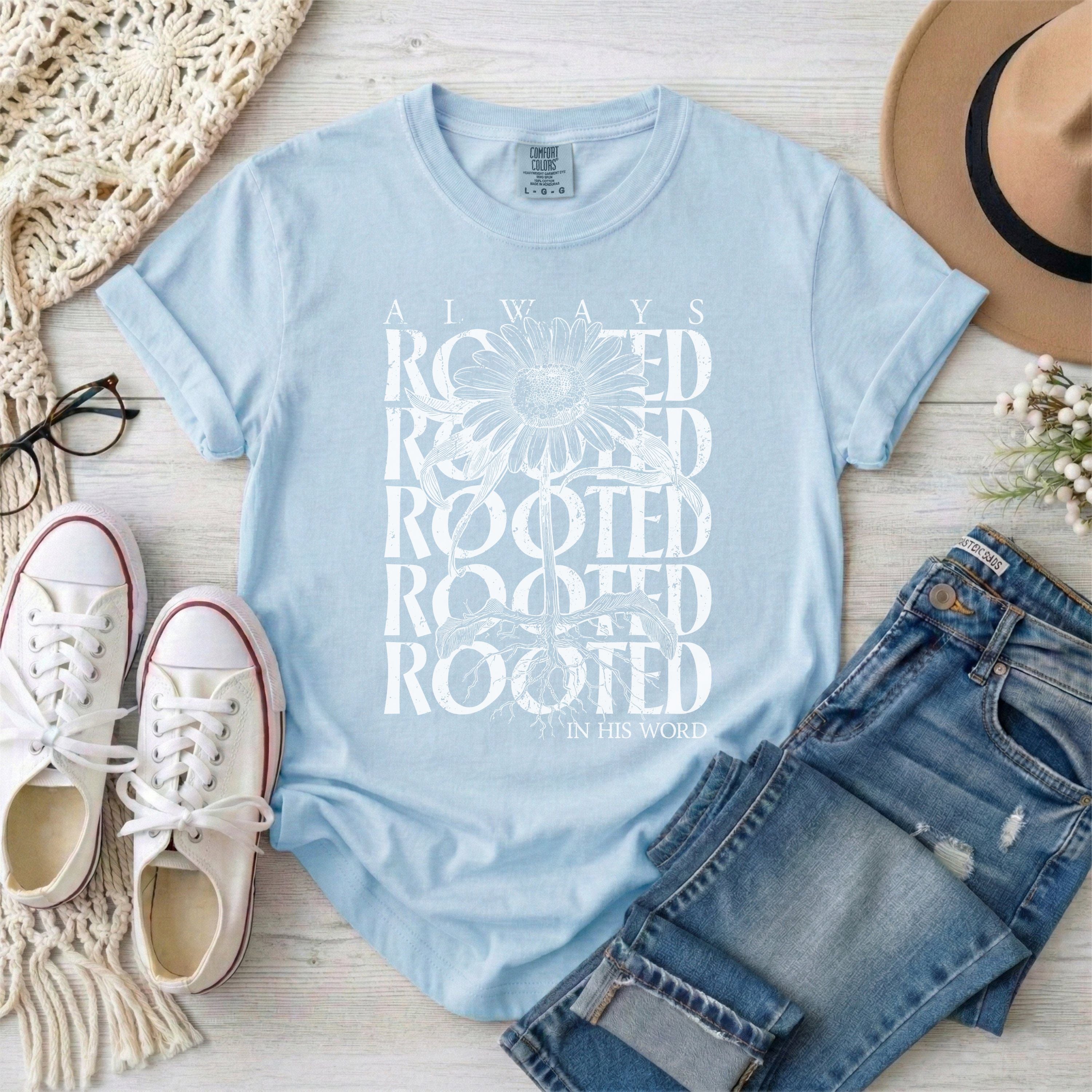 Rooted in His Word T-Shirt • White Design