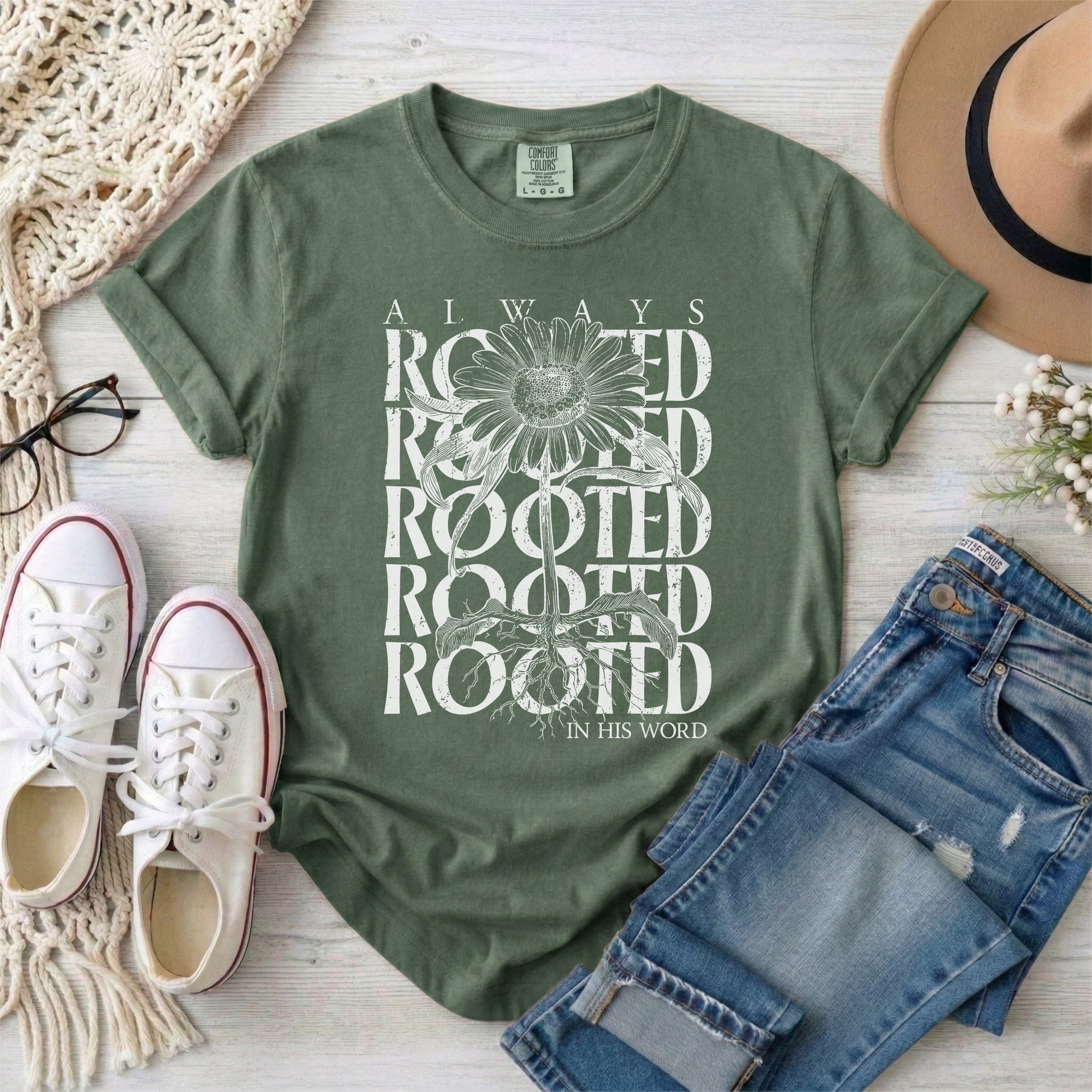 Rooted in His Word T-Shirt • White Design