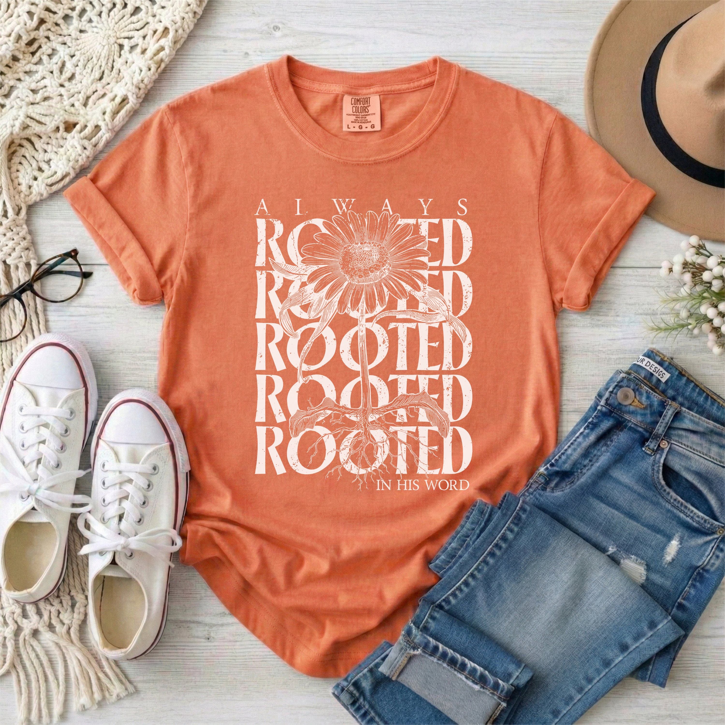 Rooted in His Word T-Shirt • White Design