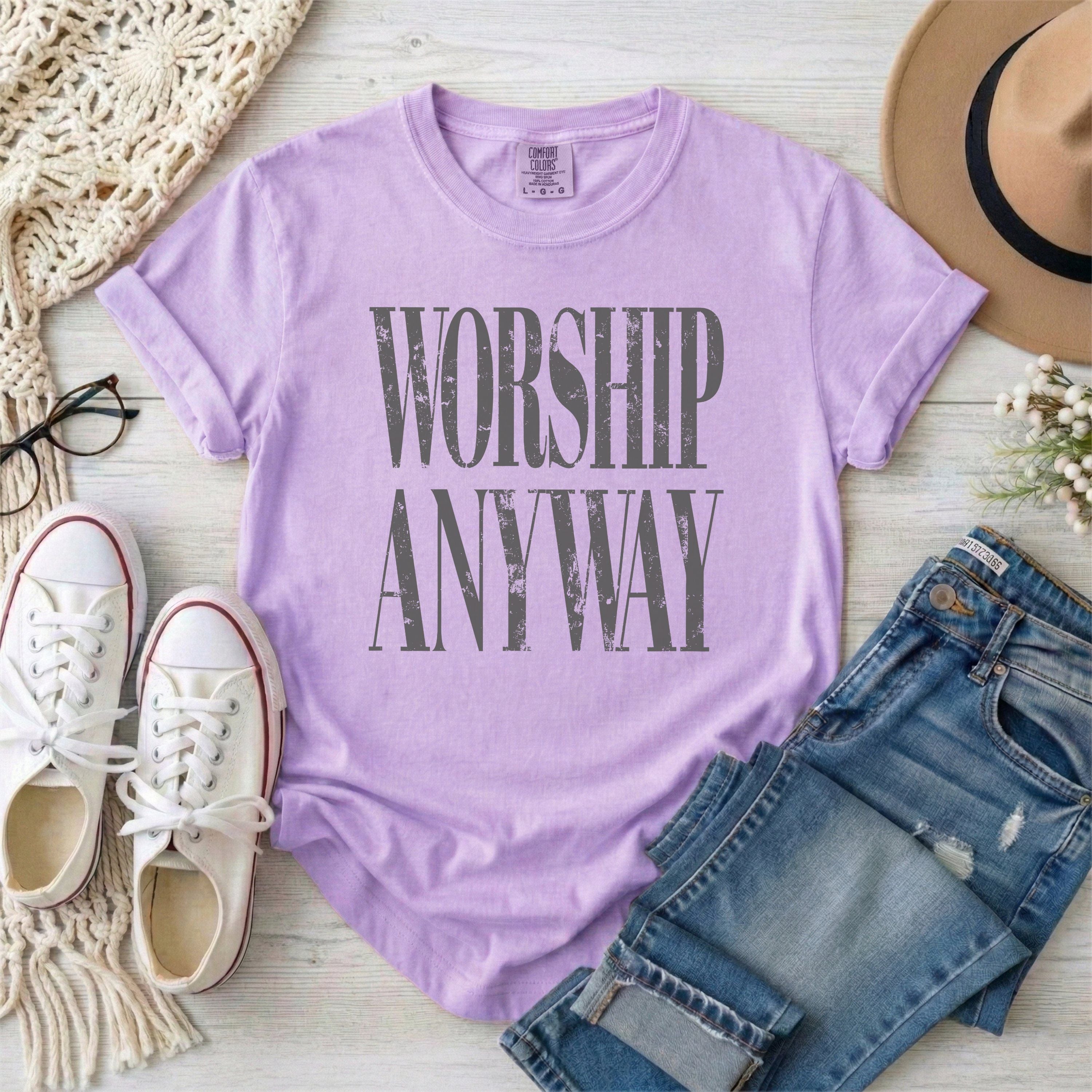 Worship Anyway T-Shirt • Gray Typography