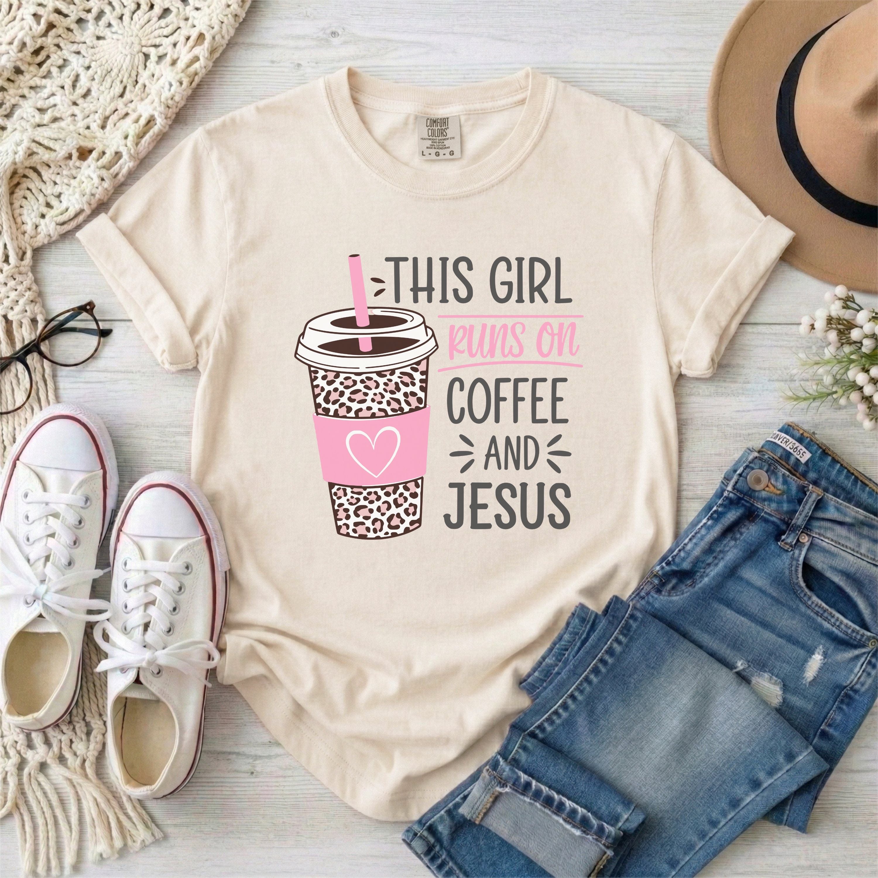 This Girl Runs on Coffee and Jesus T-Shirt