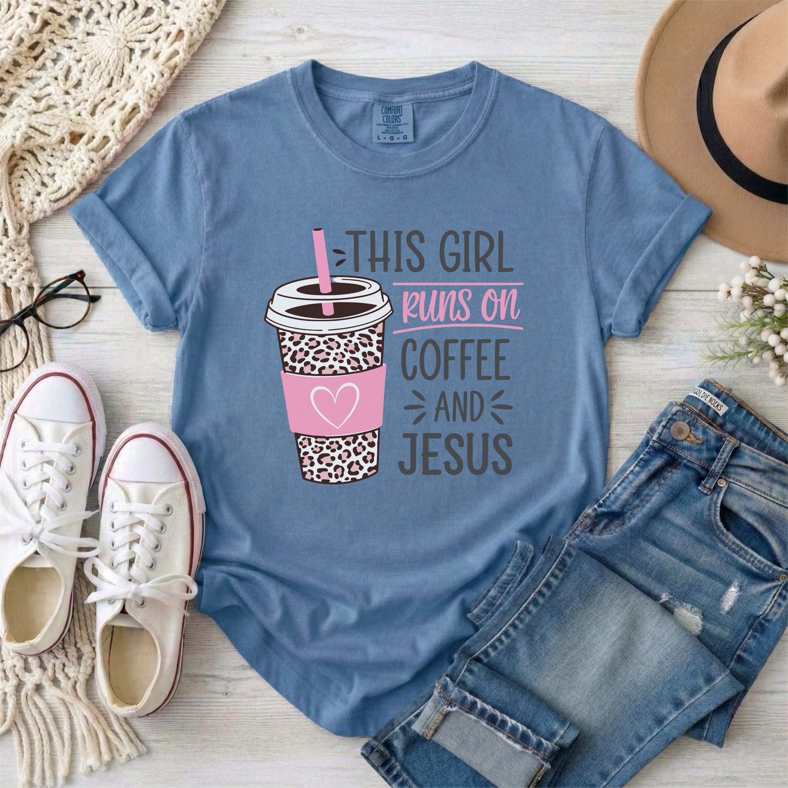 This Girl Runs on Coffee and Jesus T-Shirt