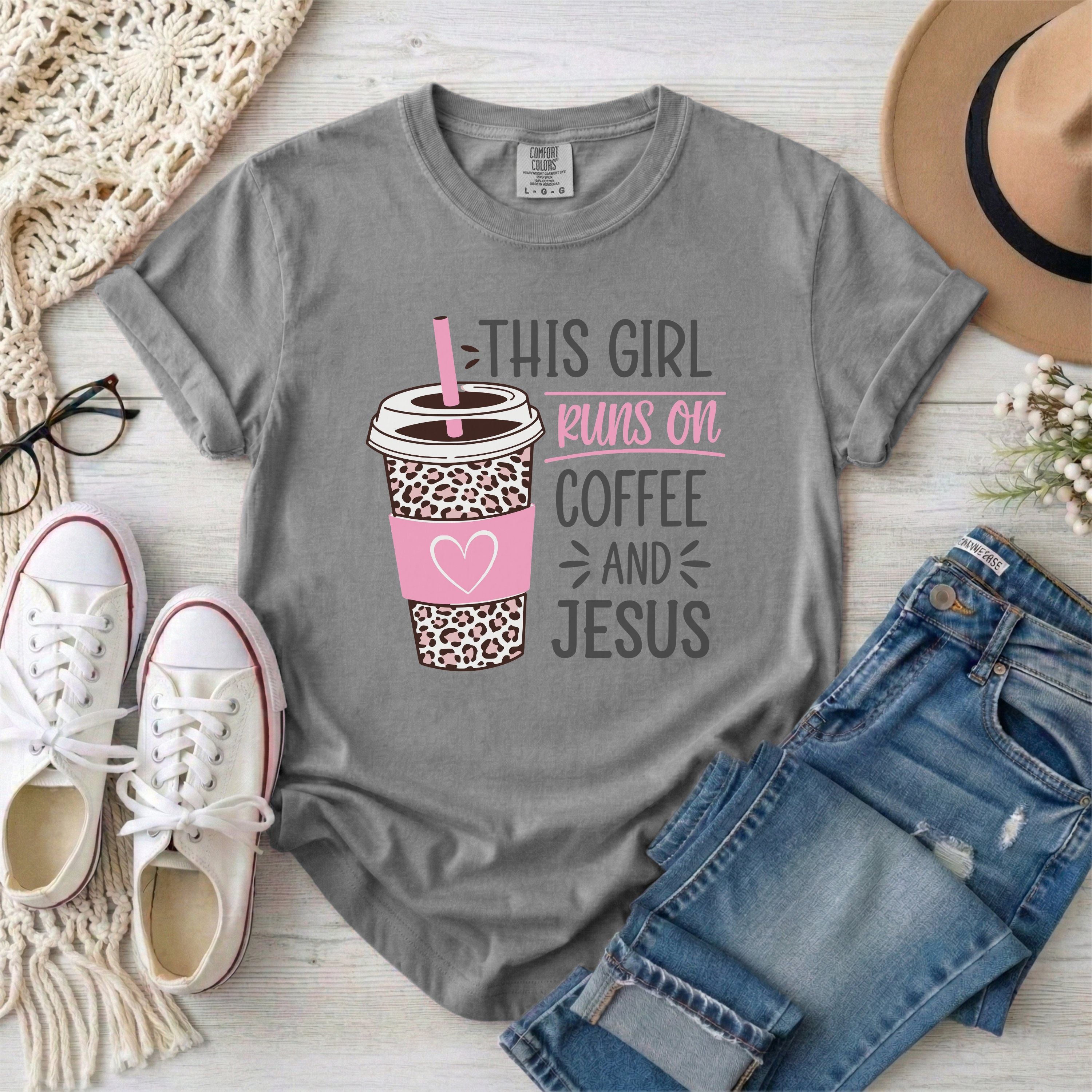 This Girl Runs on Coffee and Jesus T-Shirt