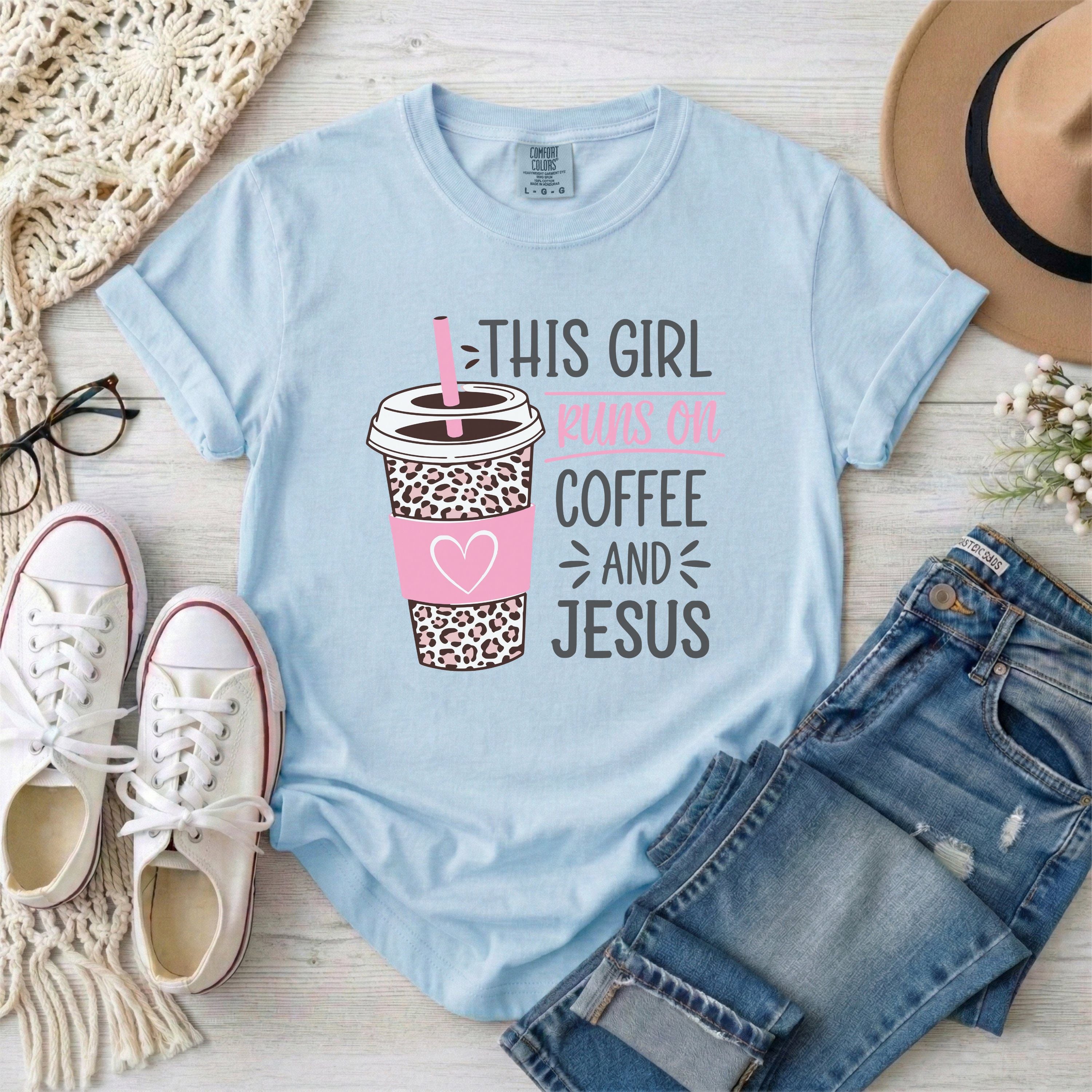 This Girl Runs on Coffee and Jesus T-Shirt
