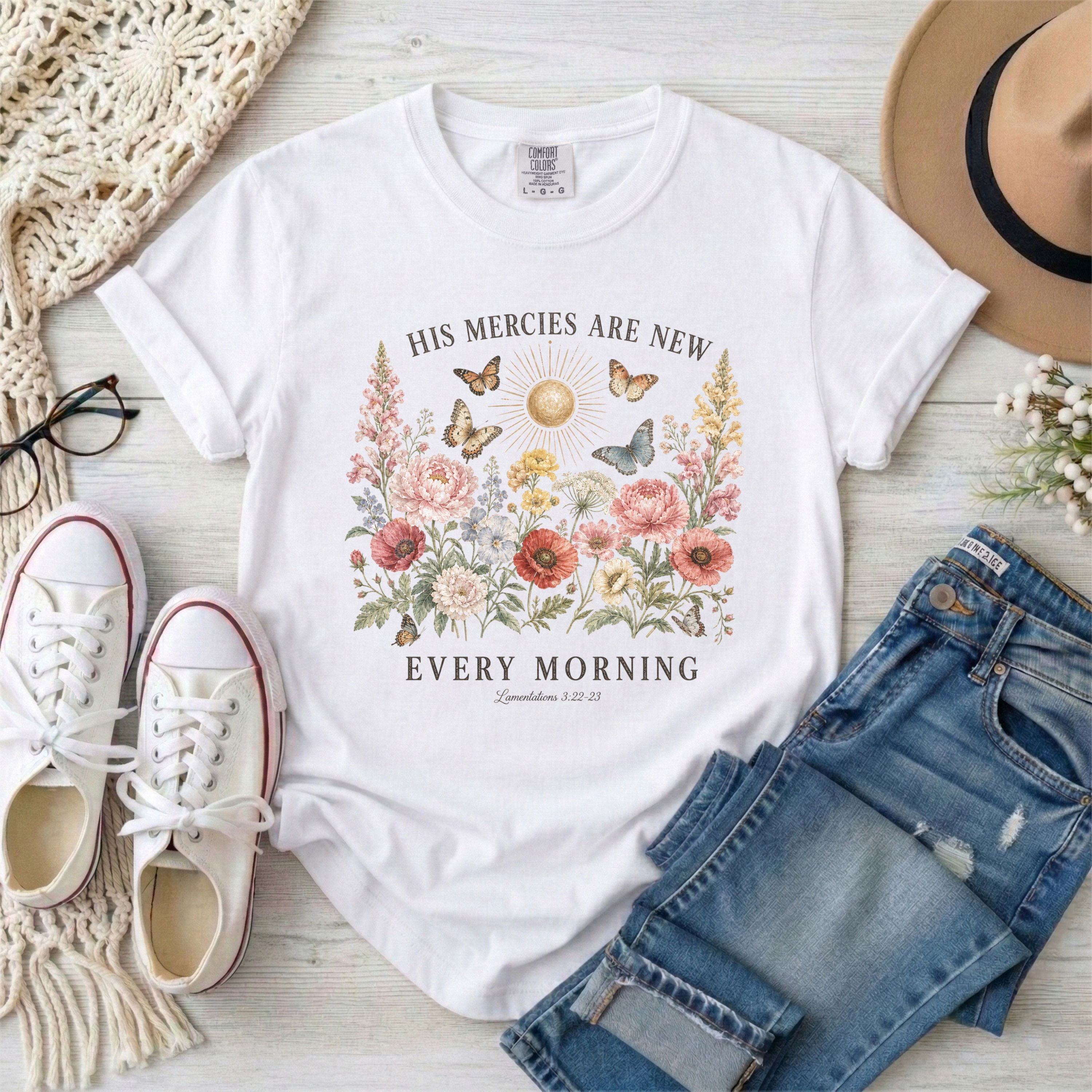 His Mercies Are New Every Morning Floral T-Shirt