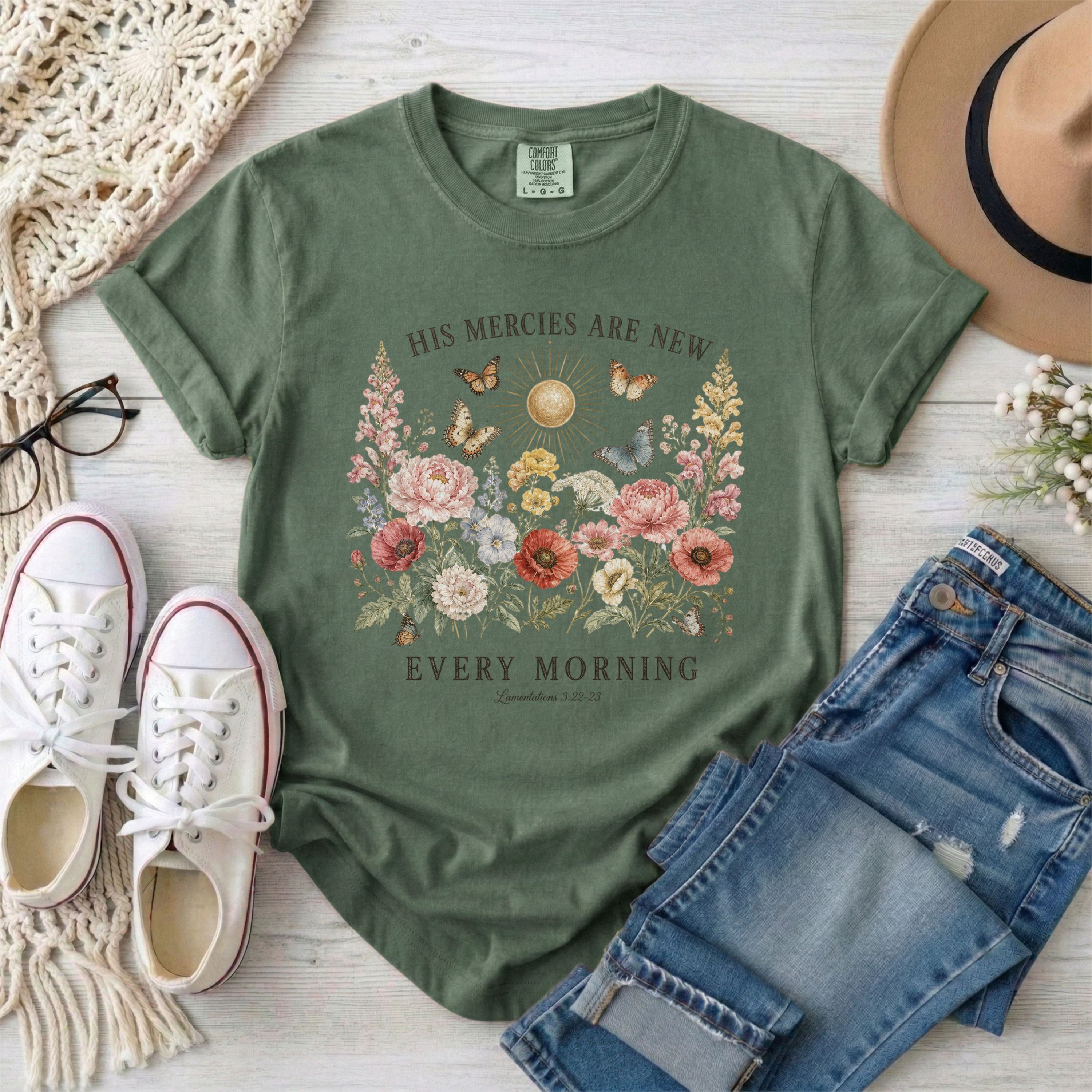 His Mercies Are New Every Morning Floral T-Shirt