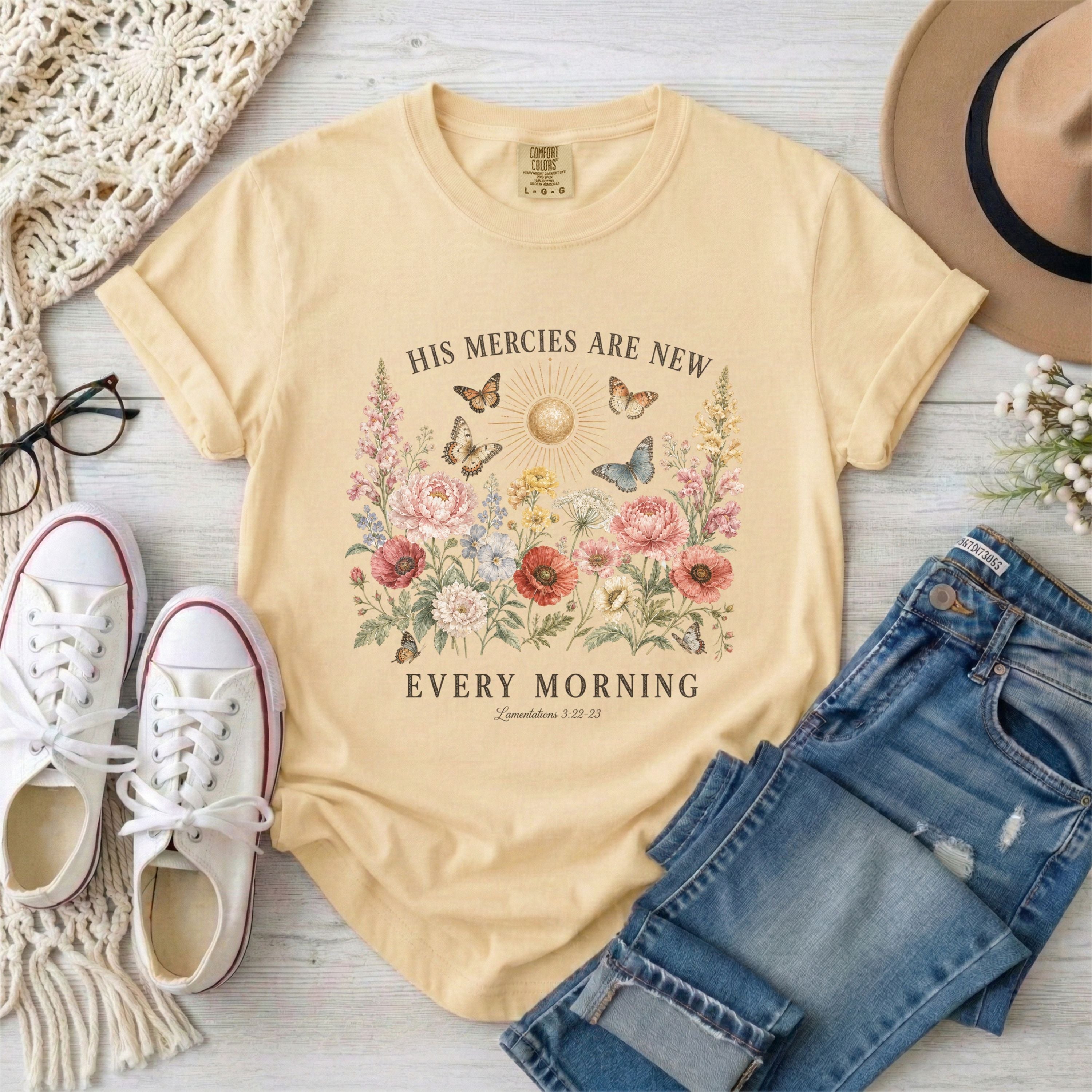 His Mercies Are New Every Morning Floral T-Shirt