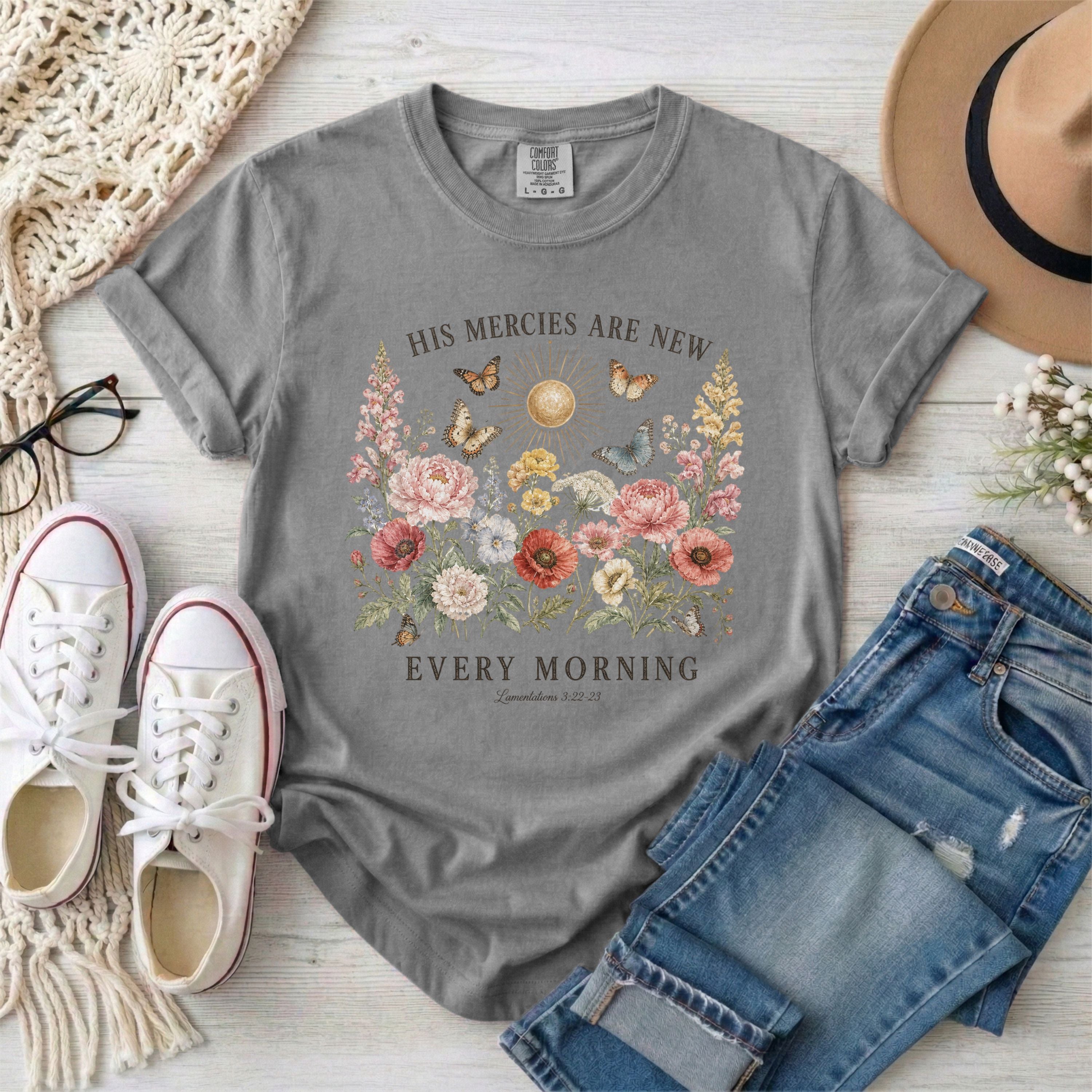 His Mercies Are New Every Morning Floral T-Shirt